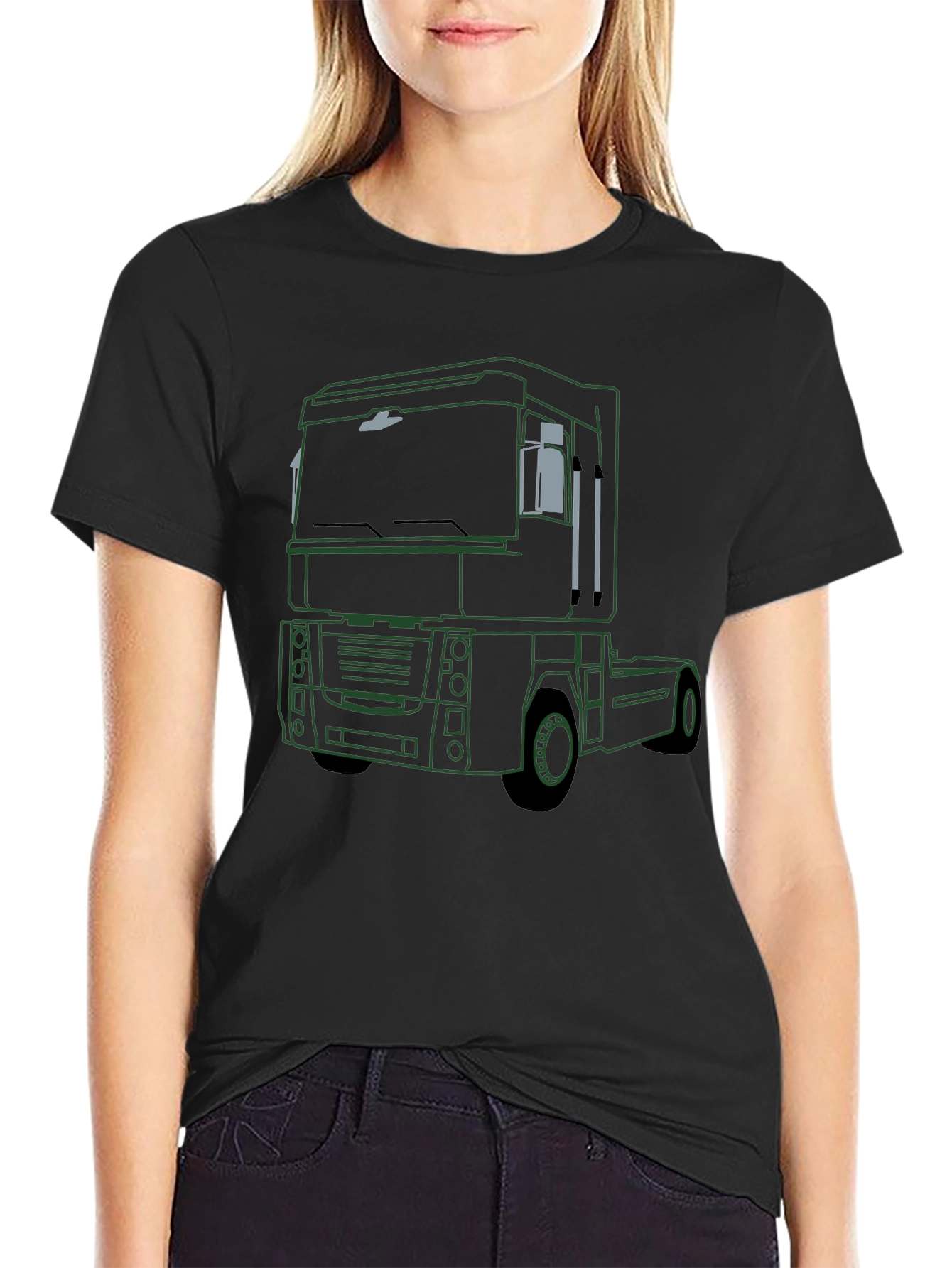 Black Truck Outline Graphic T-Shirt - Modern Design, Soft Fabric view 2