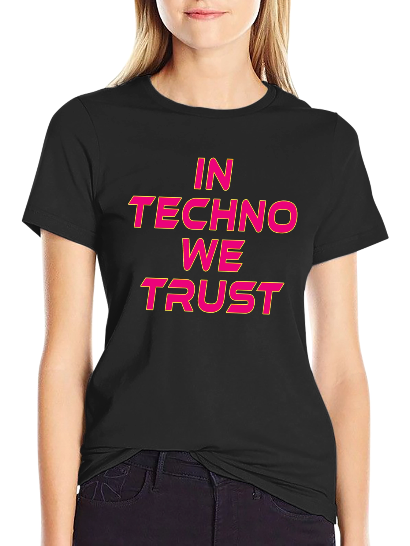 Black In Techno We Trust Black Graphic T-Shirt view 2