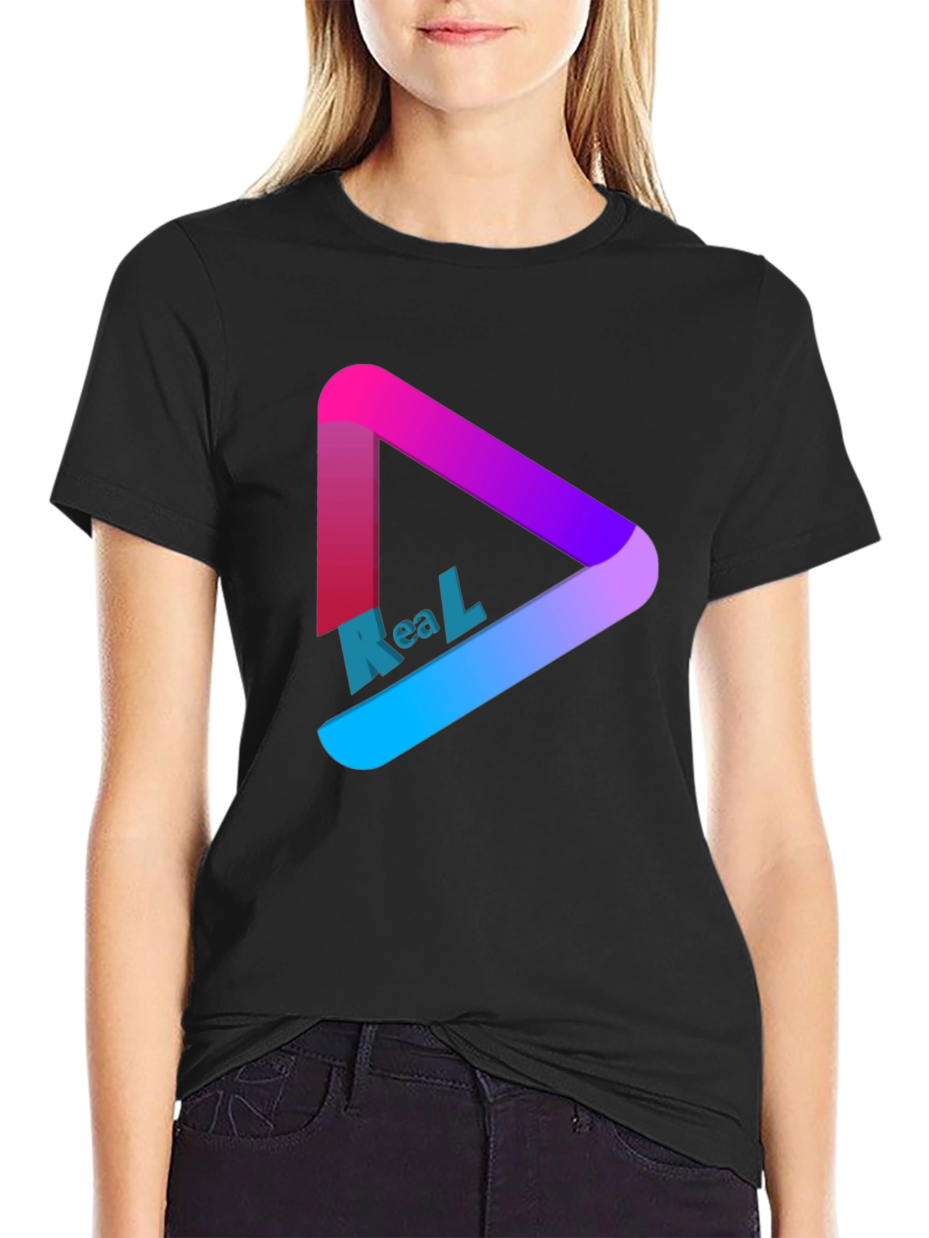 Black Gradient Triangle T-Shirt view 2
