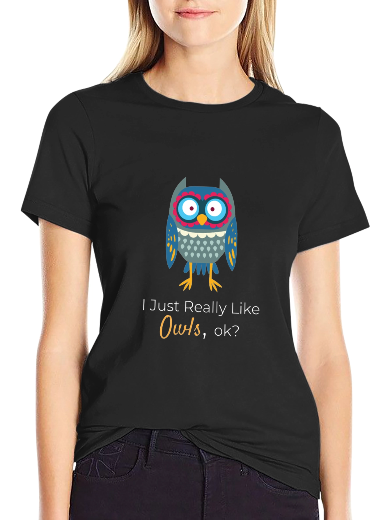 Black Owl Lover Black T-Shirt - Unisex Soft Cotton Tee view 2
