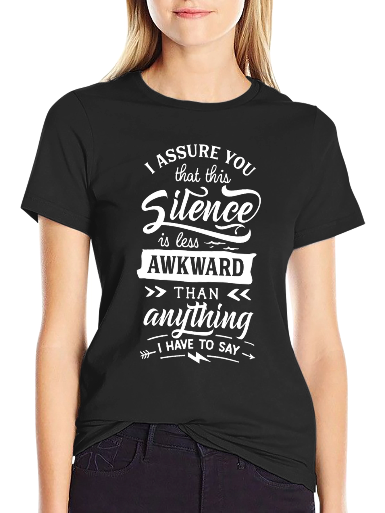 Black Awkward Silence Graphic T-Shirt - Funny Sarcastic Tee view 2