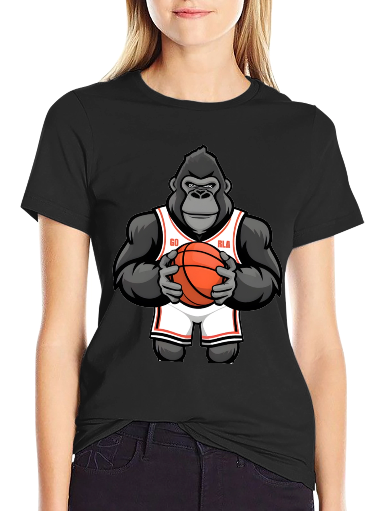 Black Gorilla Basketball Graphic T-Shirt view 2