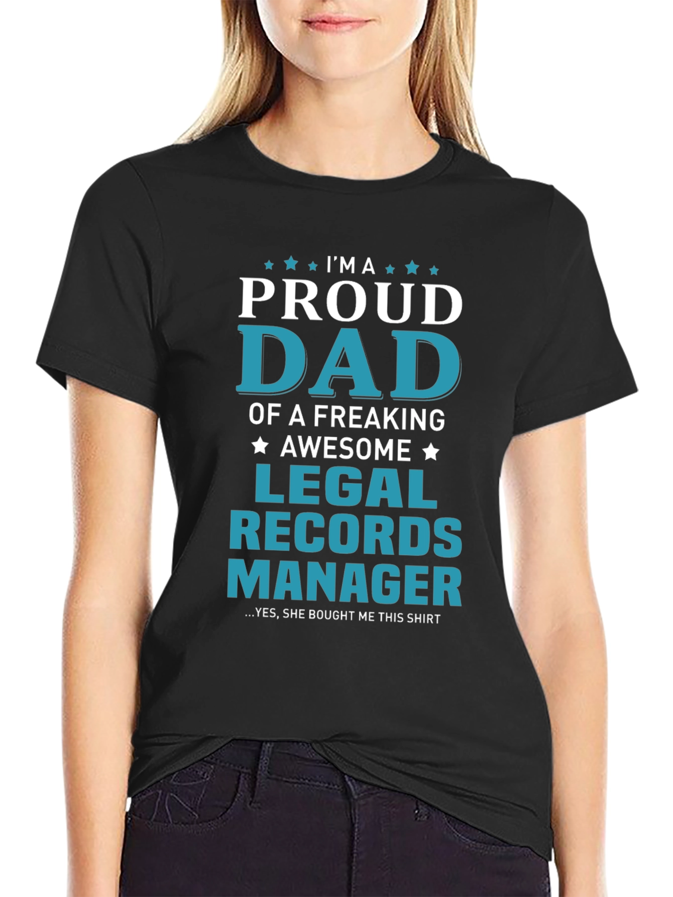 Black Proud Dad Legal Records Manager T-Shirt view 2
