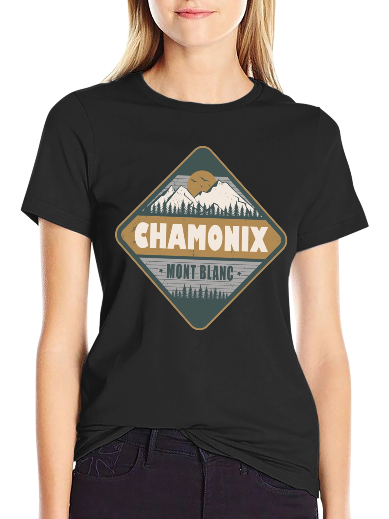 Black Chamonix Mont Blanc Graphic T-Shirt view 2