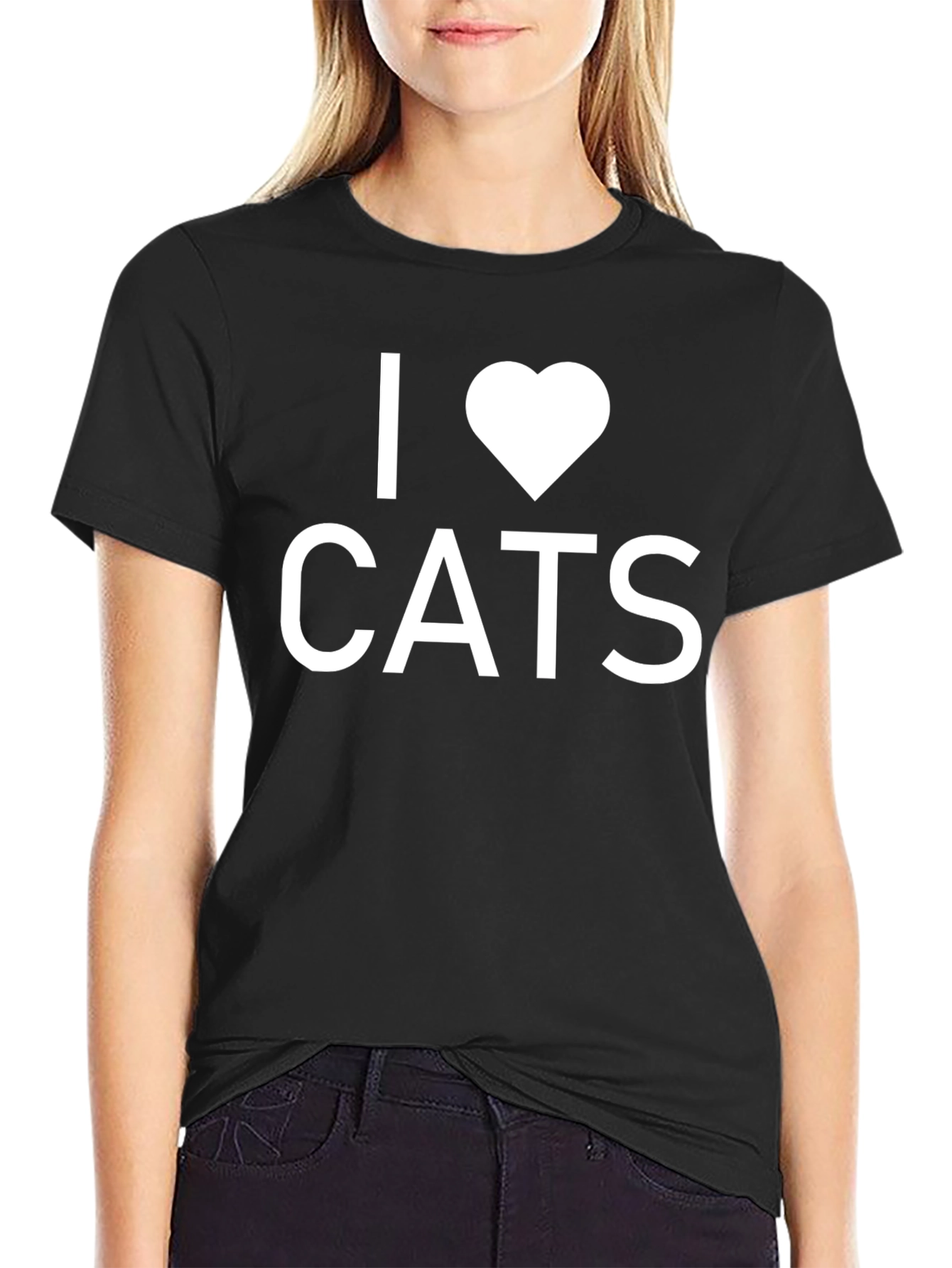 Black I Heart Cats Black T-Shirt - Unisex Design view 2