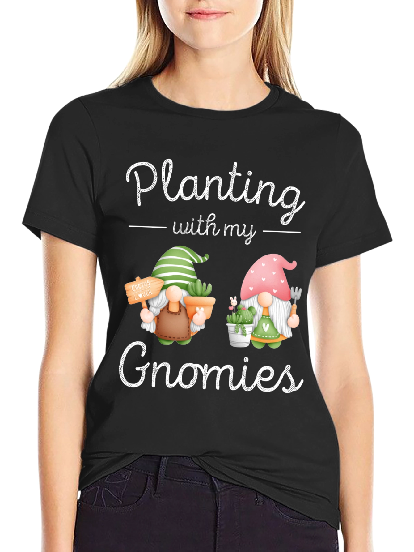 Black Planting with my Gnomies T-Shirt, Garden Lover Tee view 2