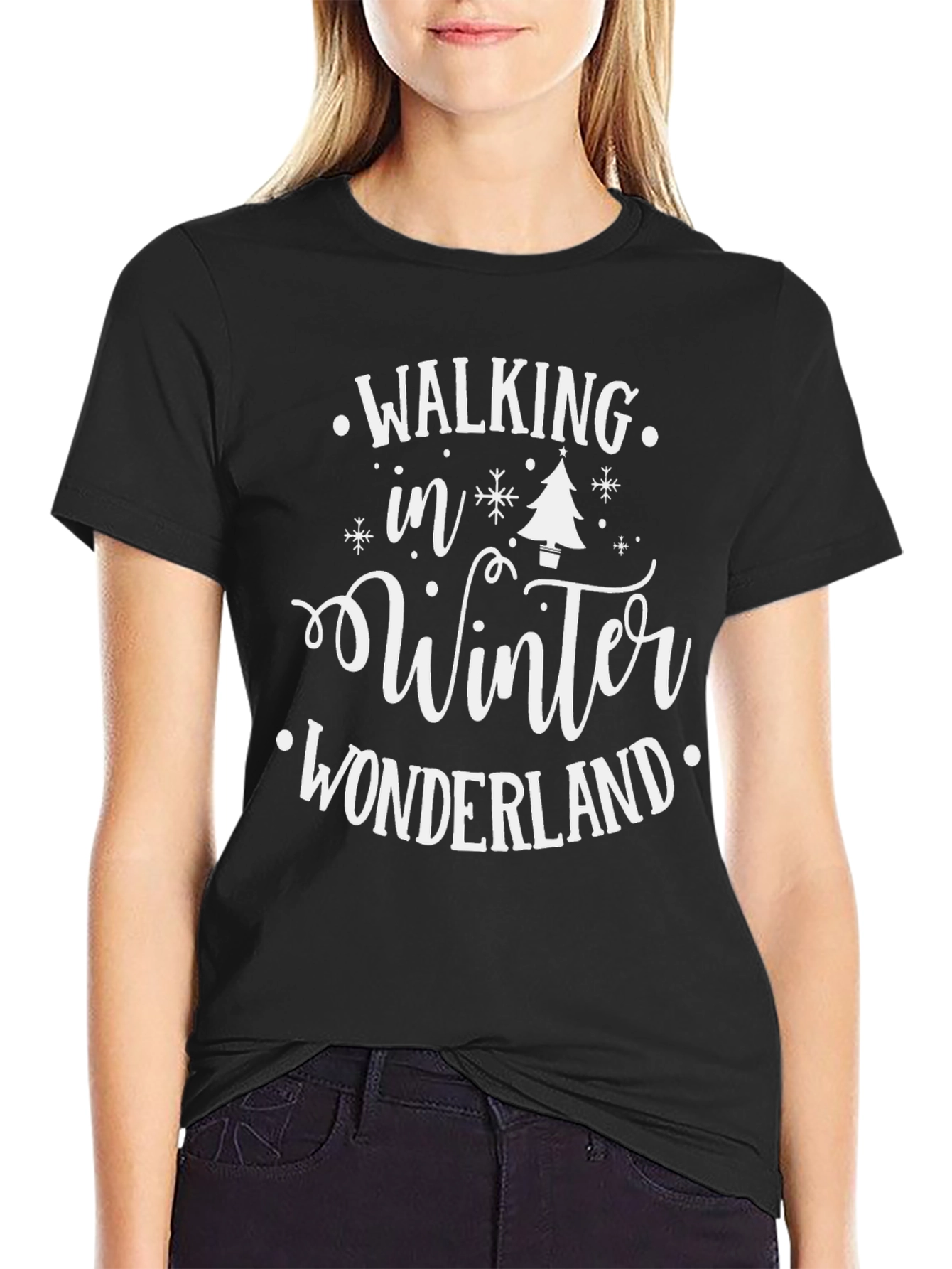 Walking in Winter Wonderland Black Graphic Tee - 2
