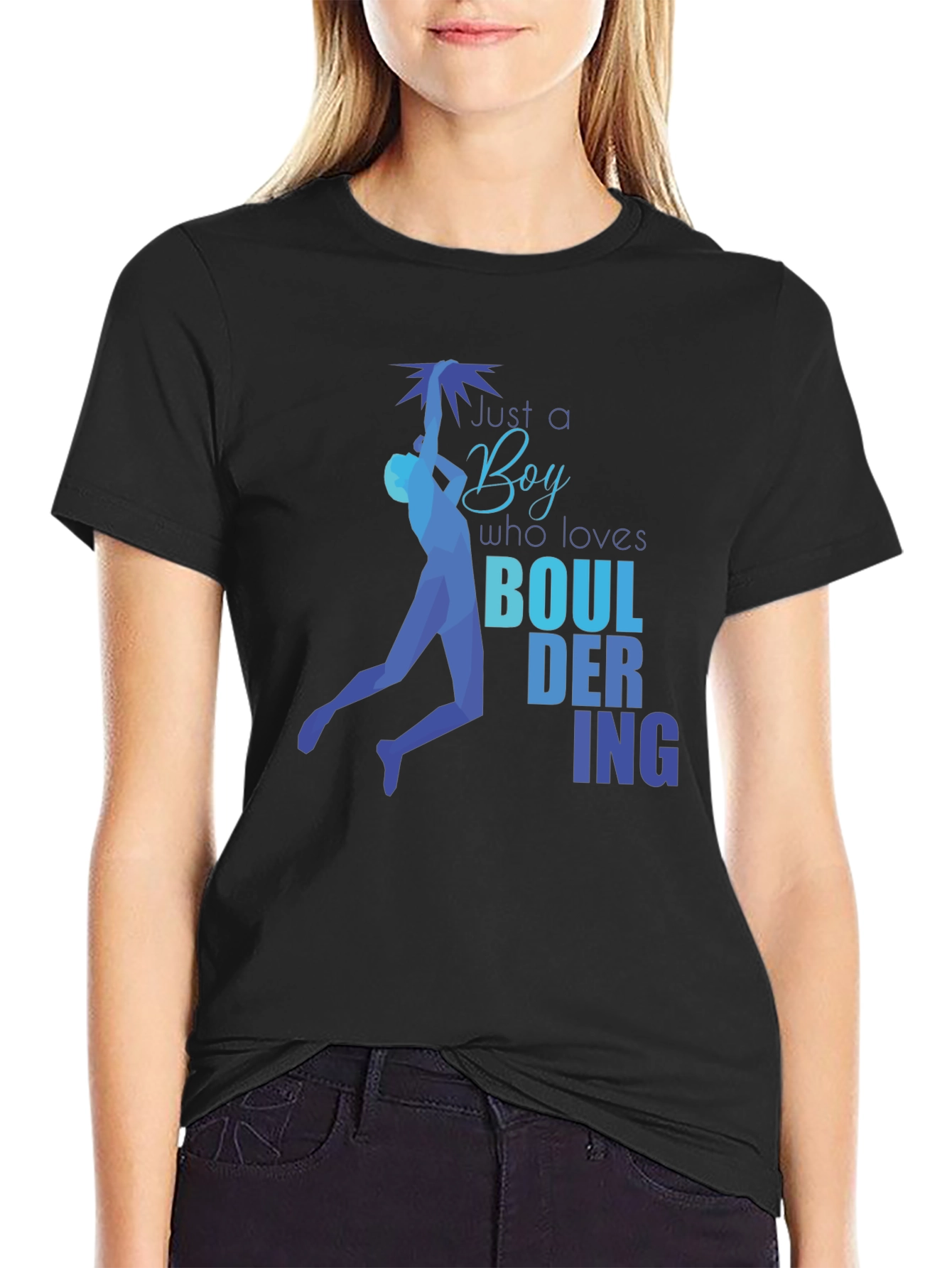 Black Bouldering Boy Graphic T-Shirt - Climbing Enthusiast Tee view 2