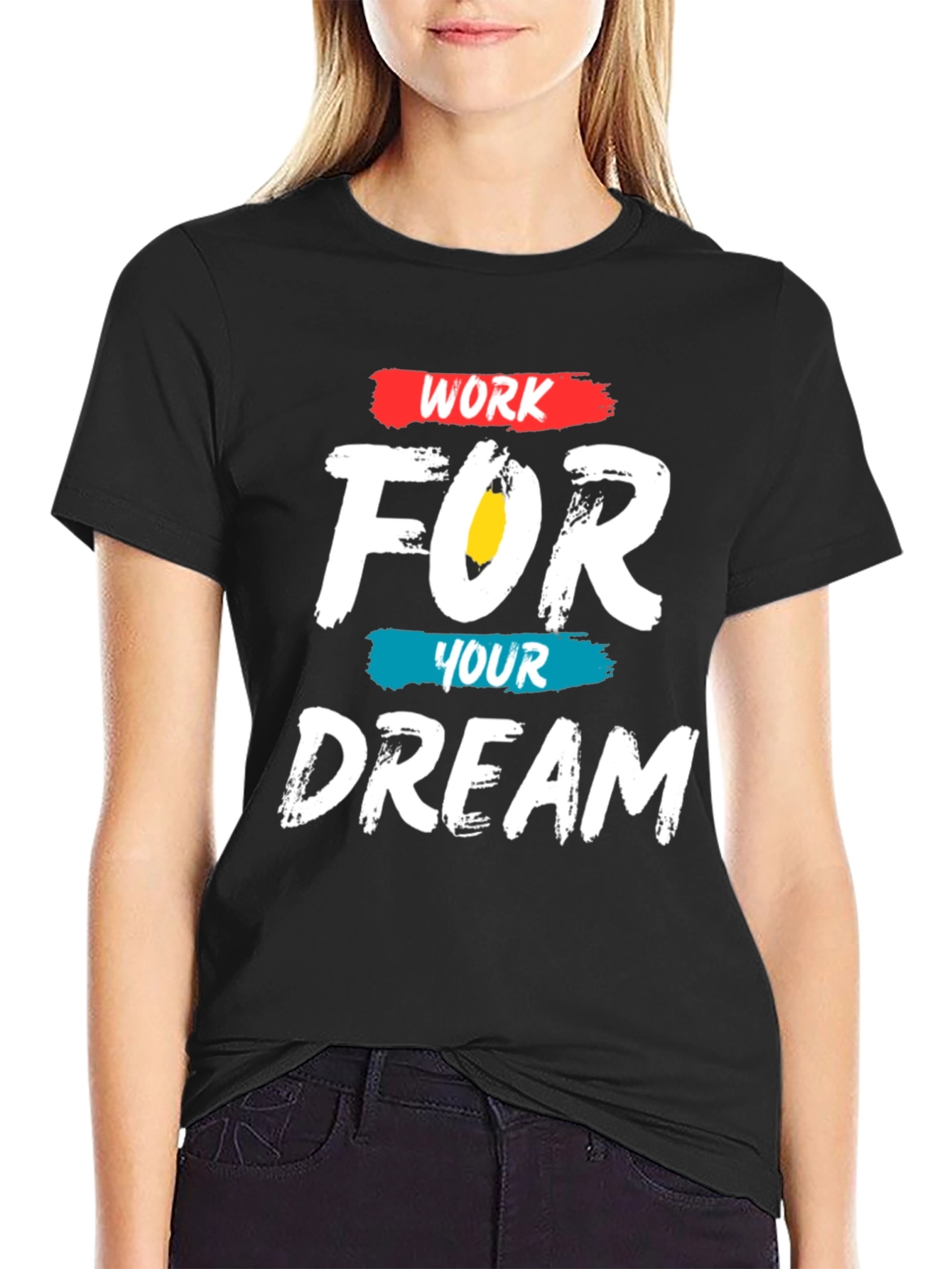 Black Work For Your Dream Graphic Tee - Motivational T-Shirt view 2