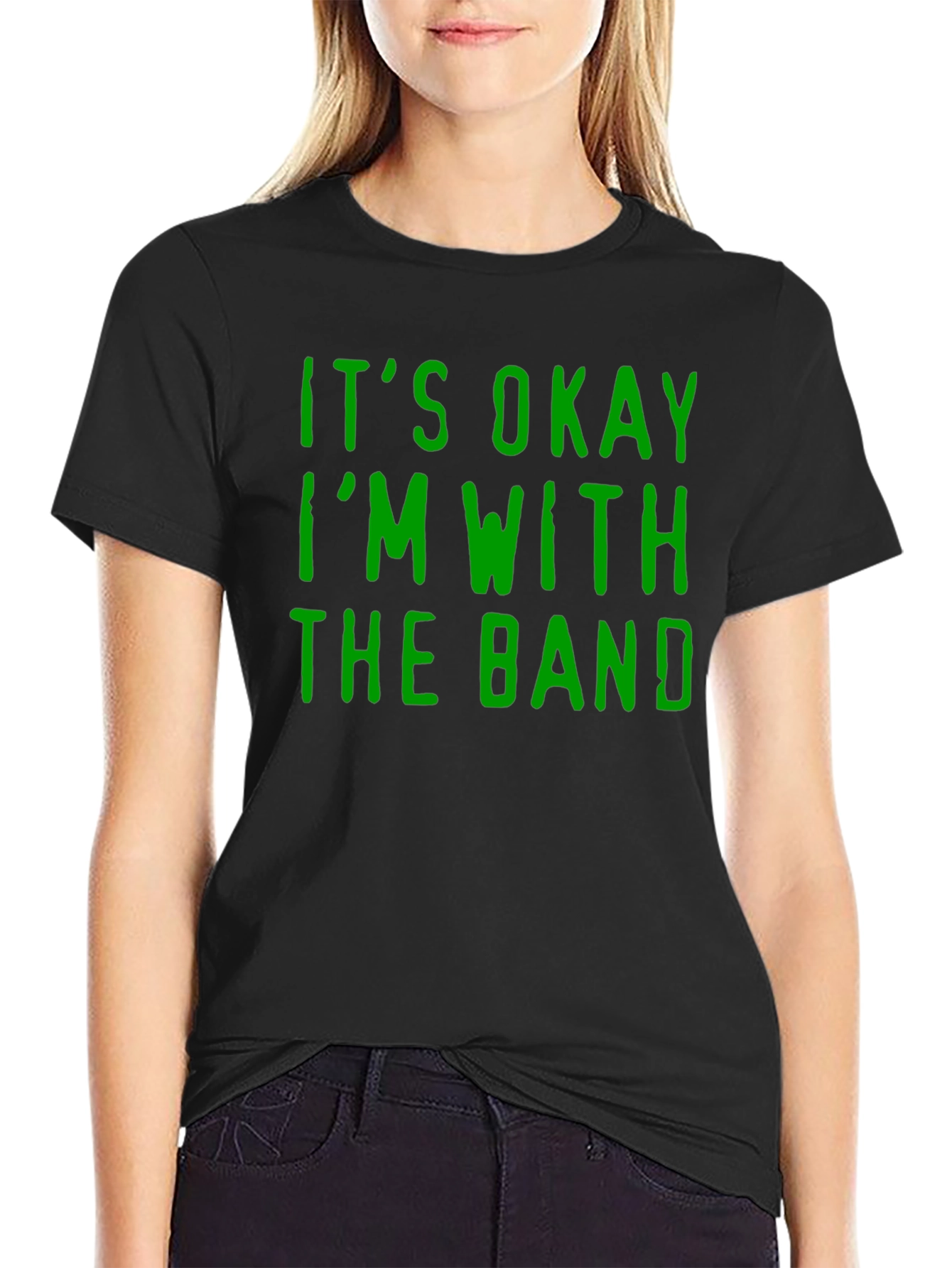 Black It's Okay I'm With The Band Graphic T-Shirt view 2