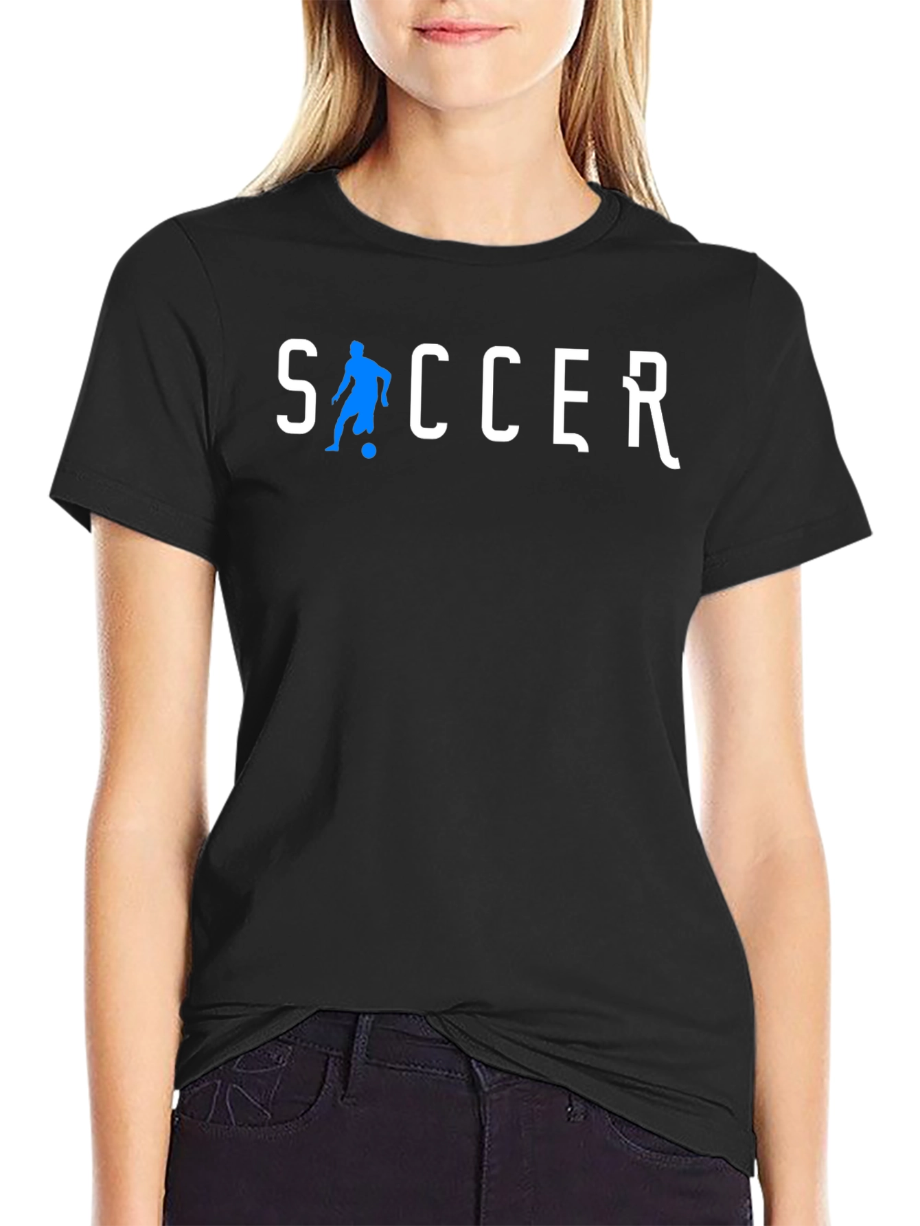 Black Soccer Graphic Print Black T-Shirt view 2