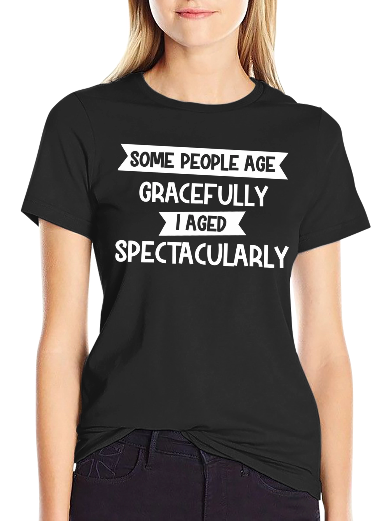 Black Humorous Ageing T-Shirt: Aged Spectacularly view 2