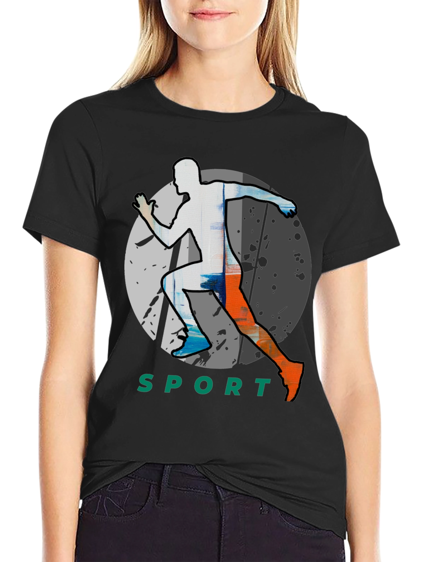 Men's Black Graphic Tee - Sport Runner Design - 2