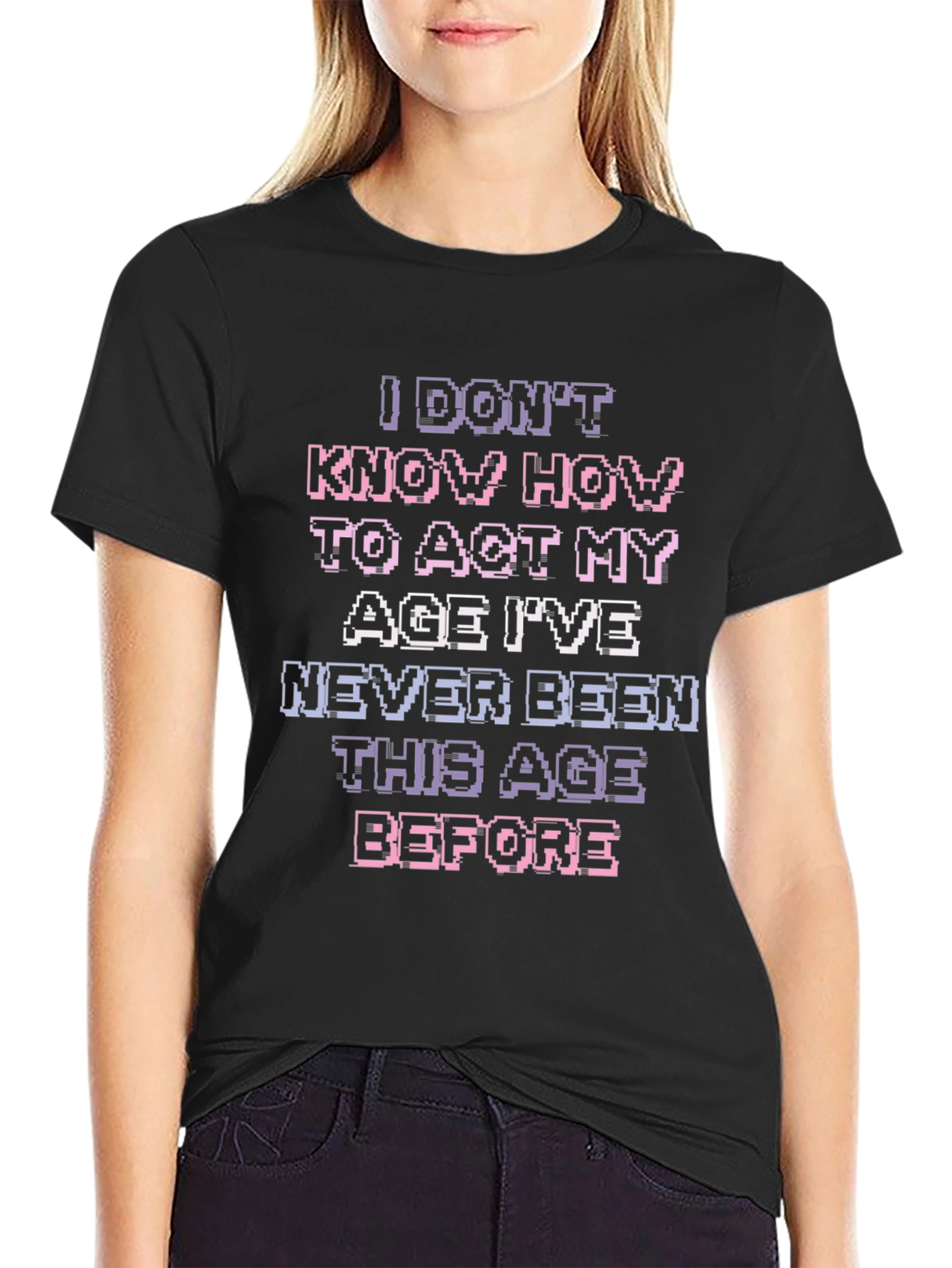 Black Funny "Act My Age" Graphic Tee - Black view 2