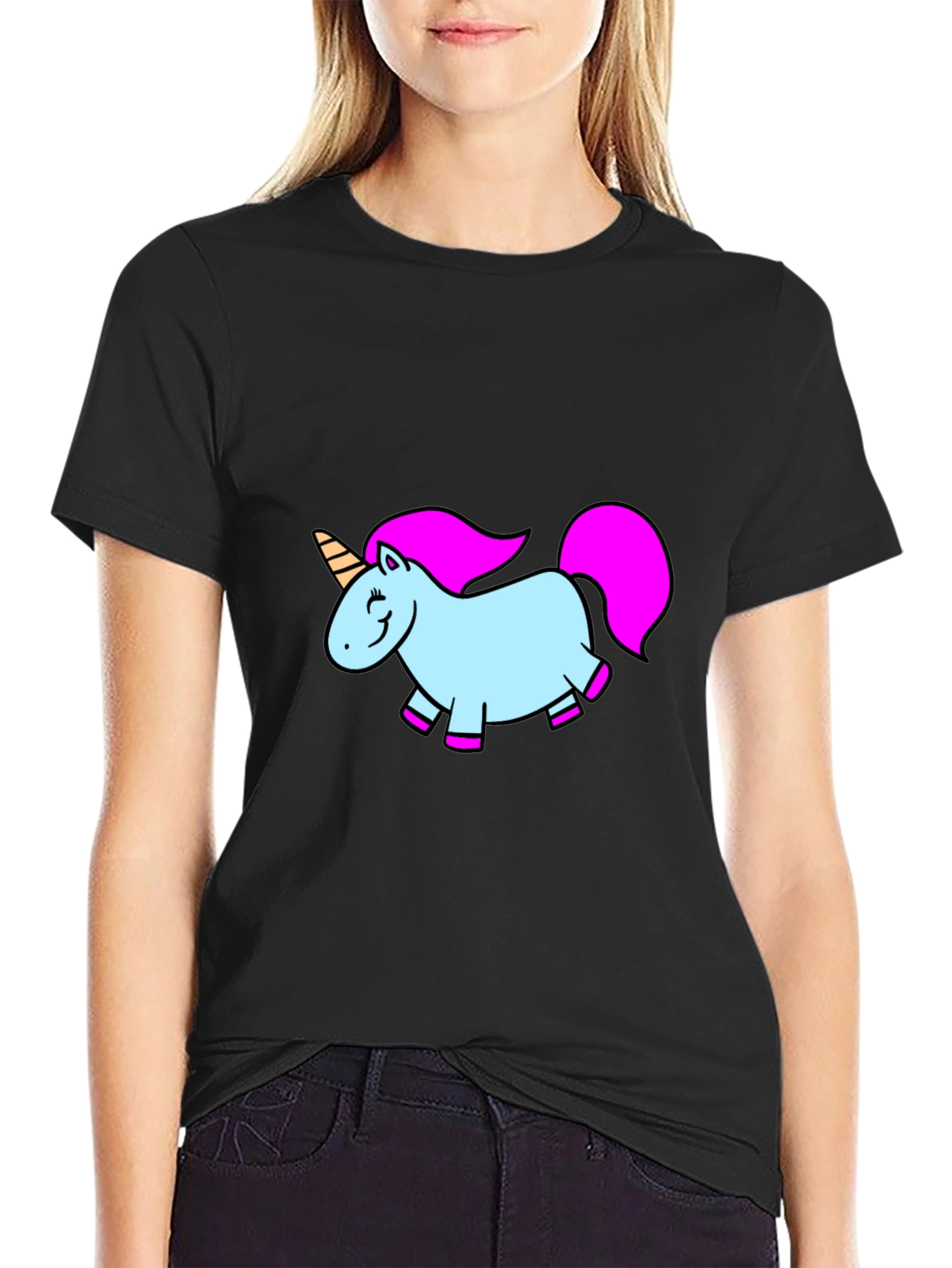 Black Unicorn Graphic Black T-Shirt view 2