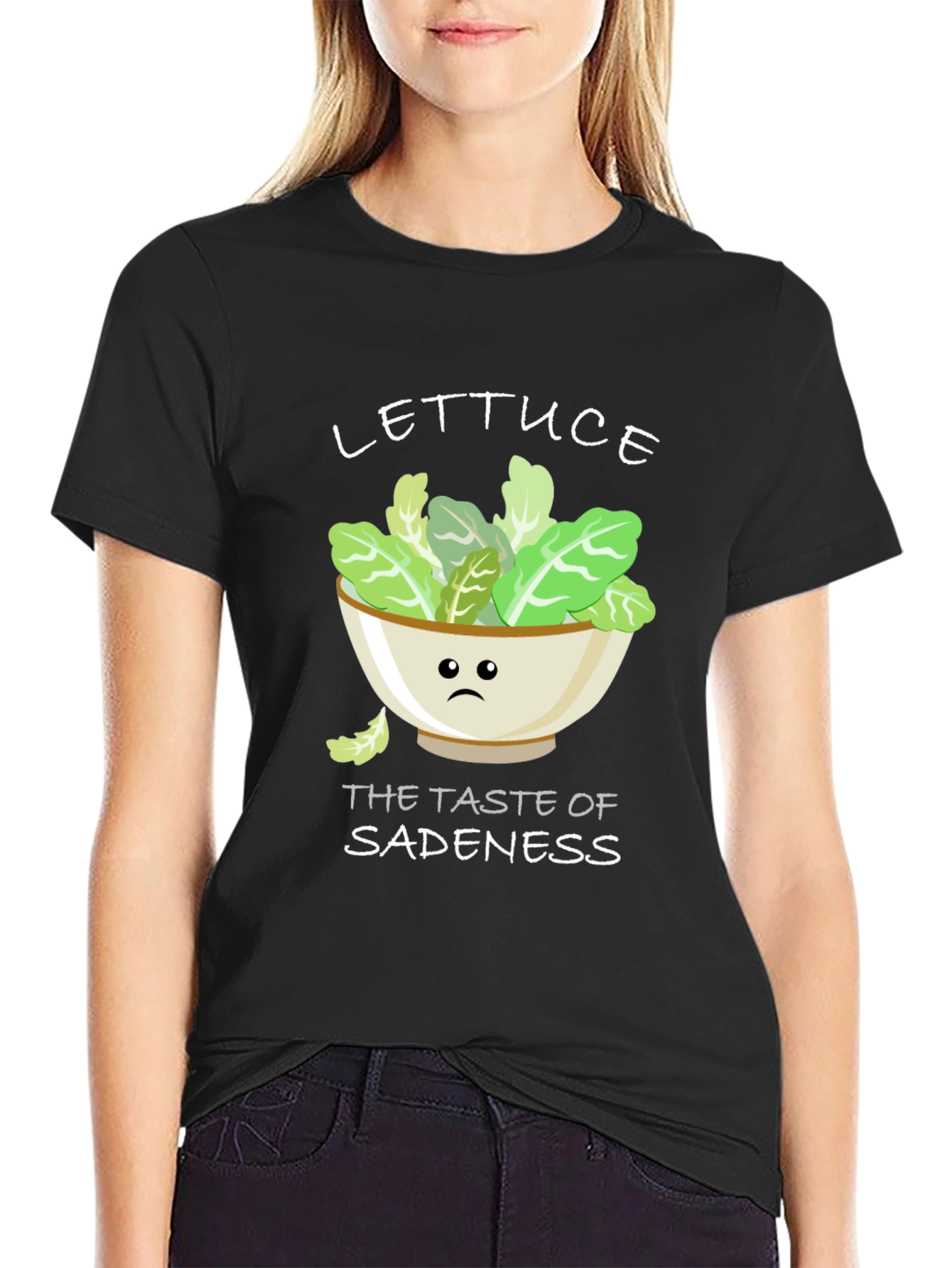 Black Lettuce Sadness T-Shirt - Funny Foodie Tee view 2
