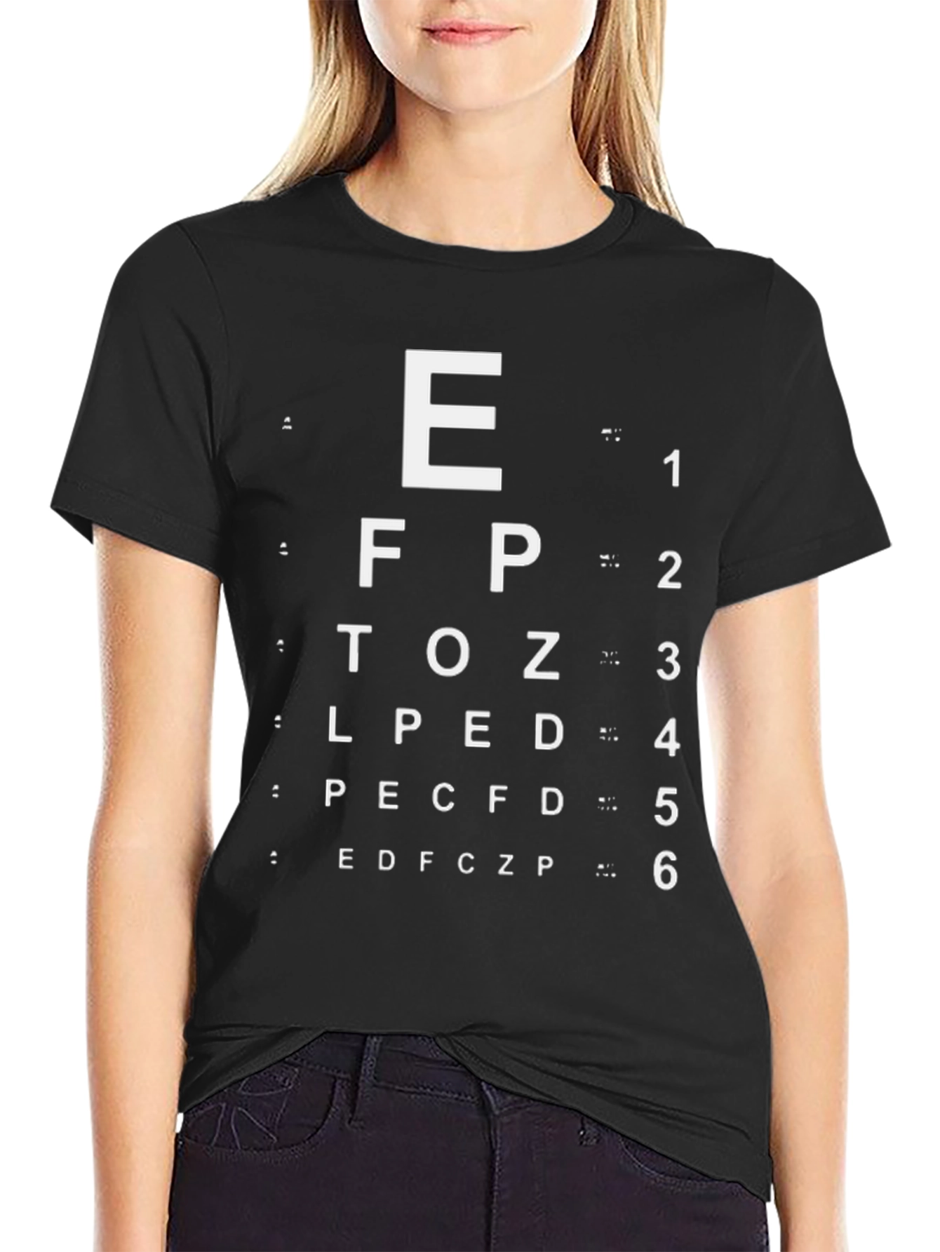 Black Eye Chart Graphic Tee - Vision Test Novelty Shirt view 2