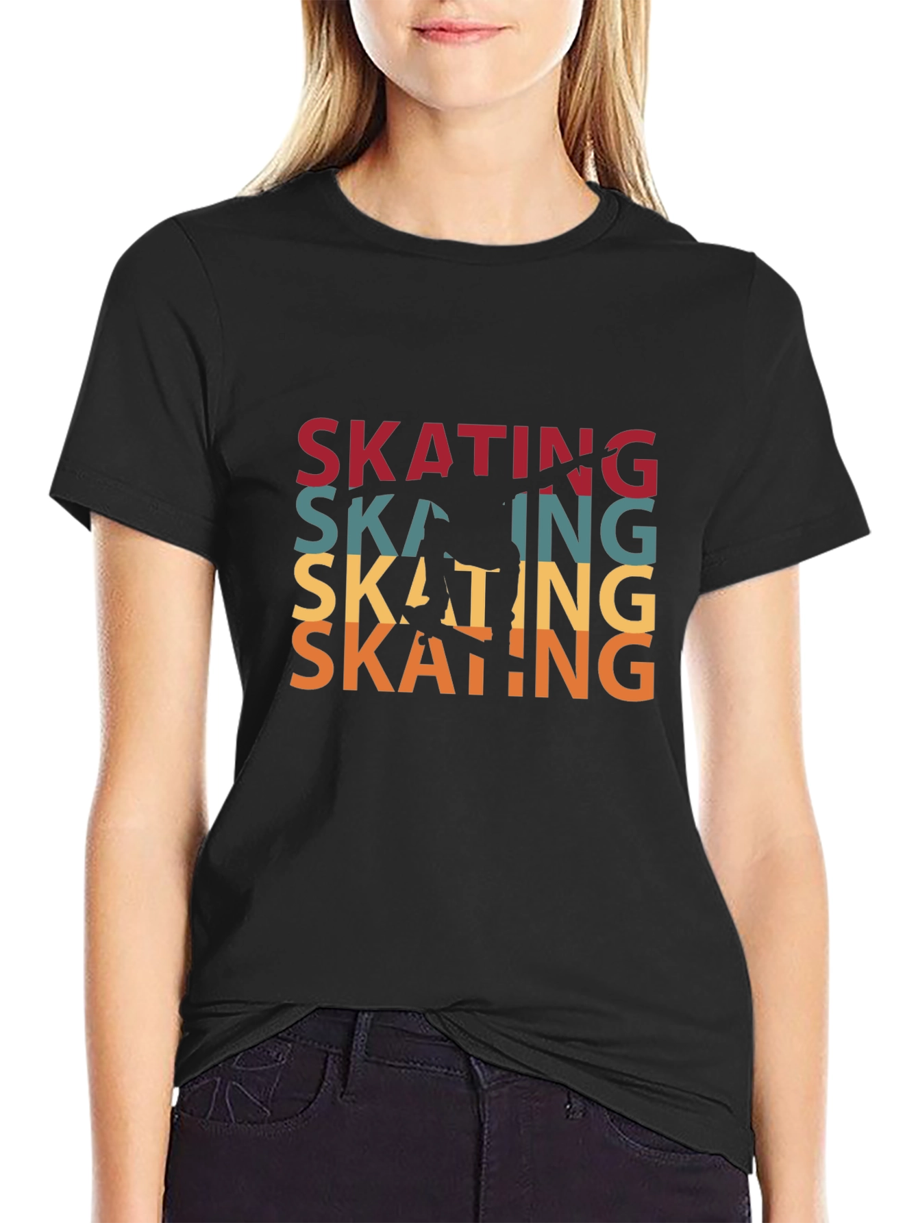 Black Retro Skating T-Shirt - Classic Design, Comfortable Fit view 2
