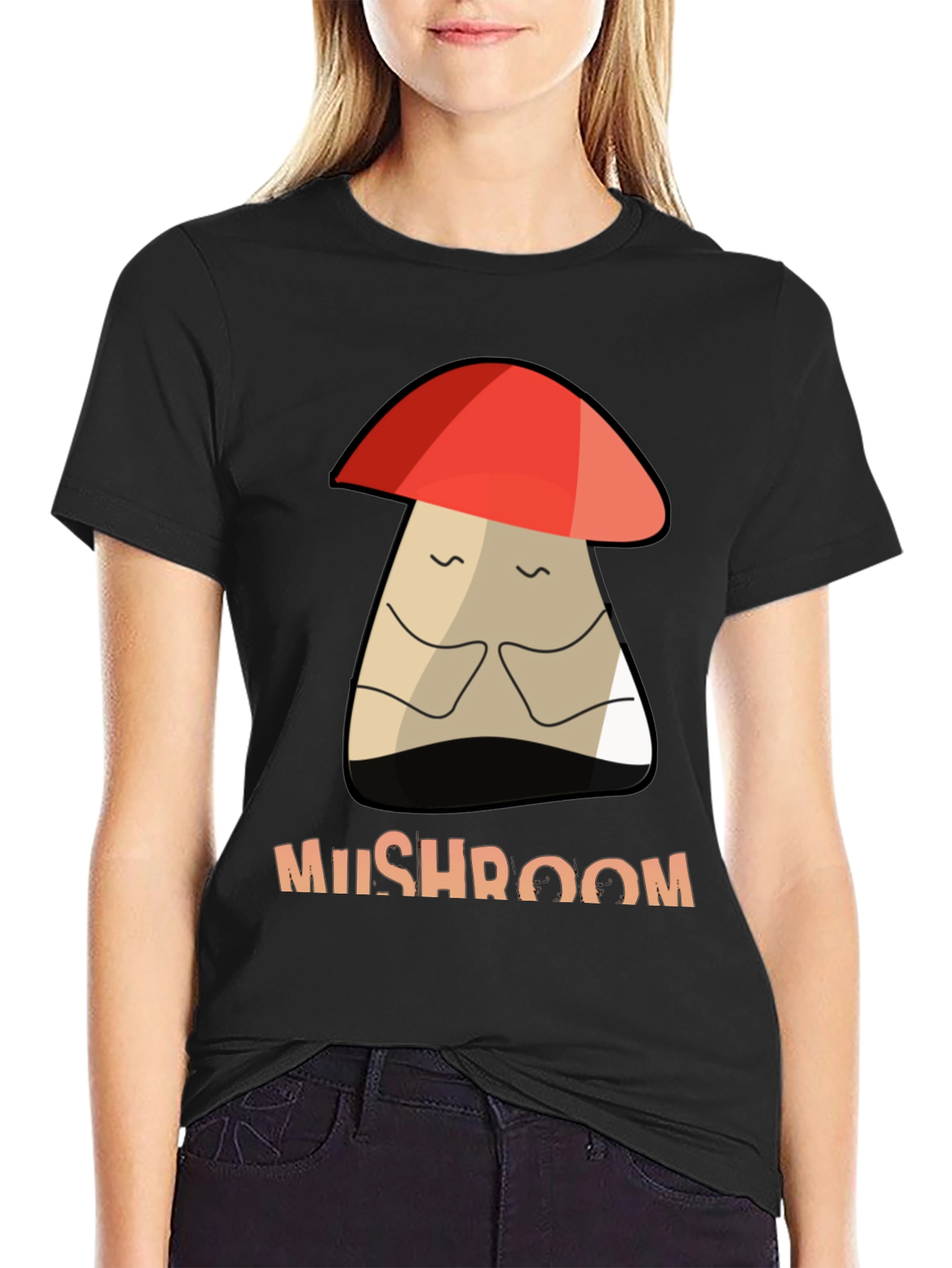 Black Mushroom Graphic Tee - Unisex Cotton T-Shirt view 2
