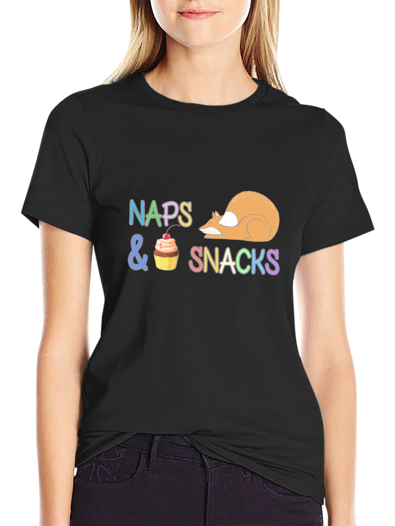 Black Naps & Snacks Graphic Tee - Cozy Comfort view 2