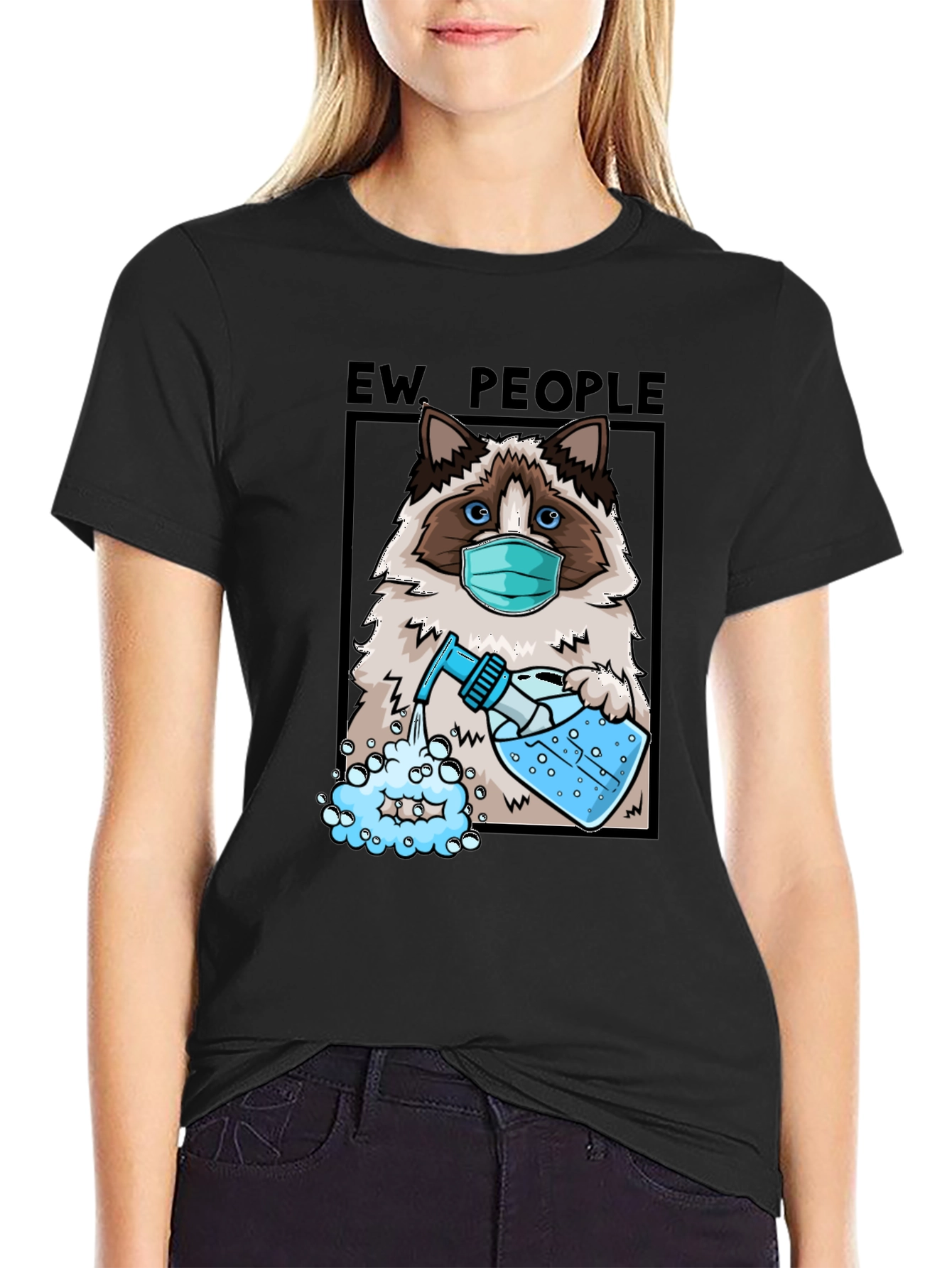 Black Ew People Cat T-Shirt view 2