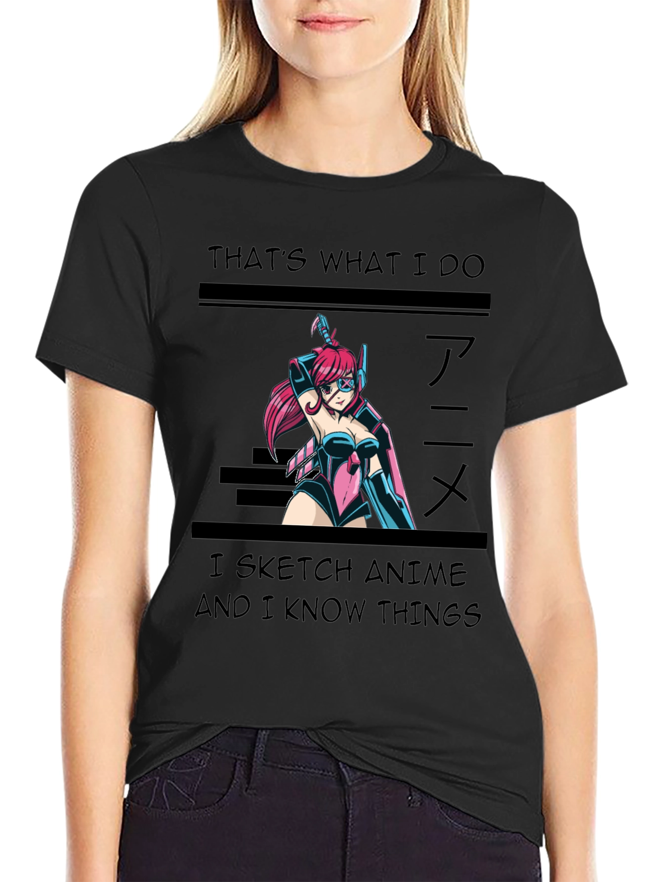 Black Anime Sketch T-Shirt - 'That's What I Do' view 2