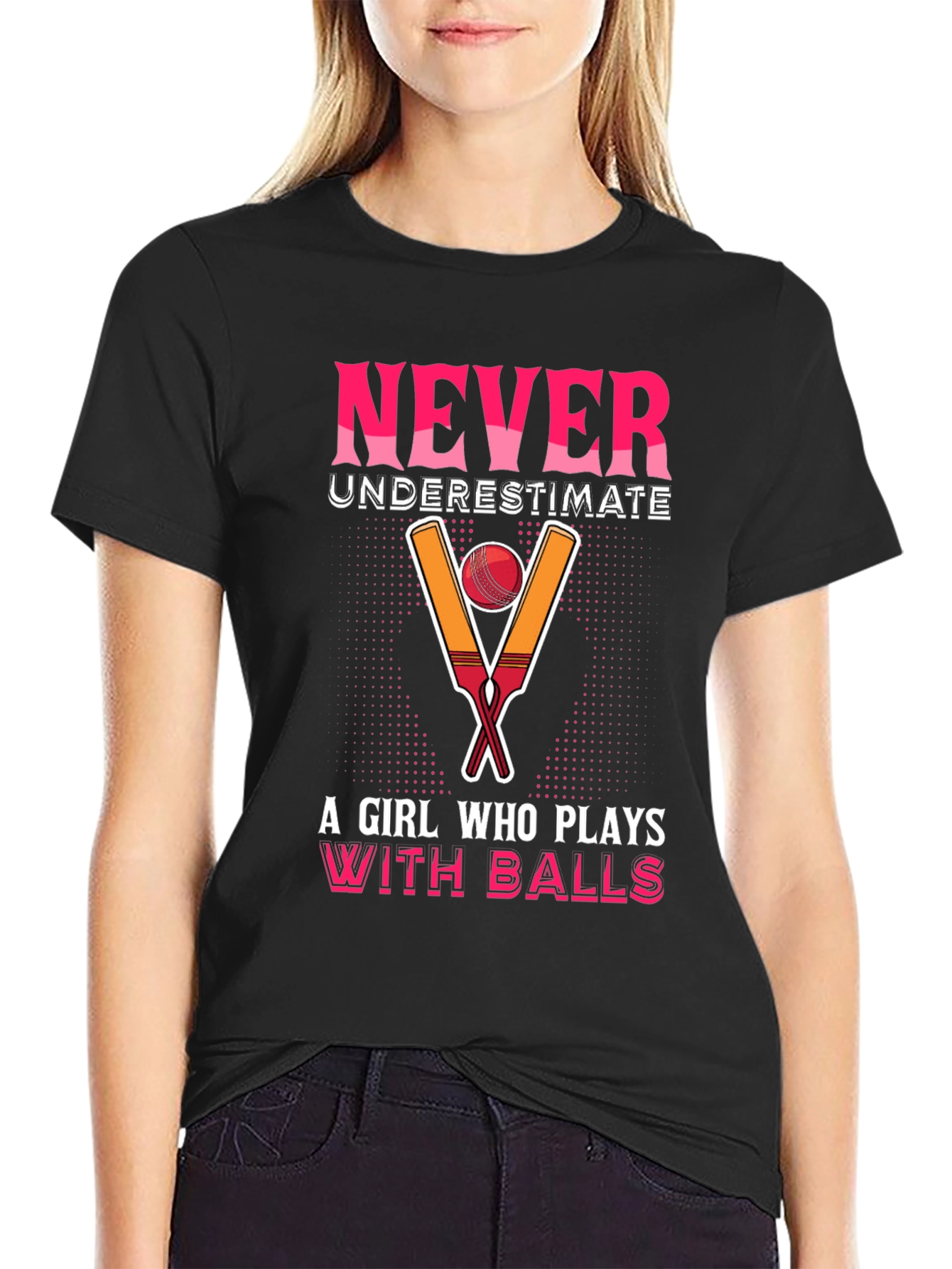 Black Never Underestimate A Girl Who Plays With Balls T-Shirt view 2
