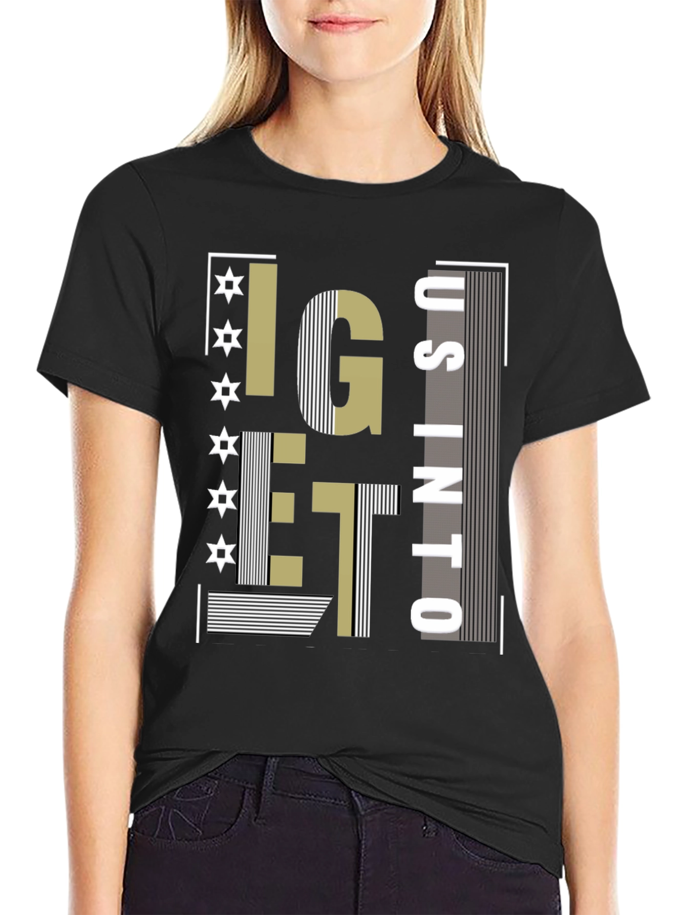 Black Stylish Graphic Tee - I Get Us Into... view 2