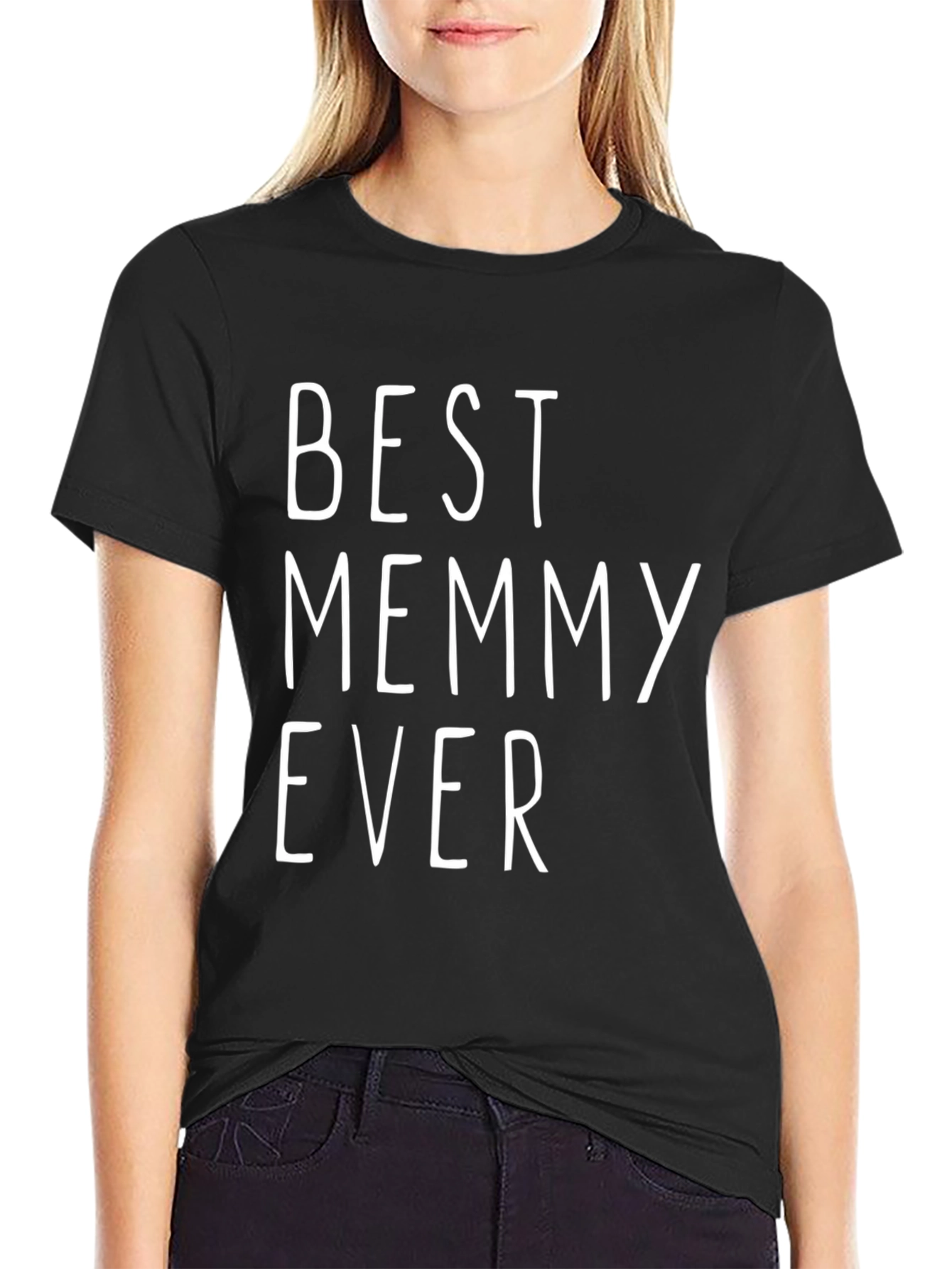 Black Best Memmy Ever T-Shirt - Novelty Graphic Tee view 2