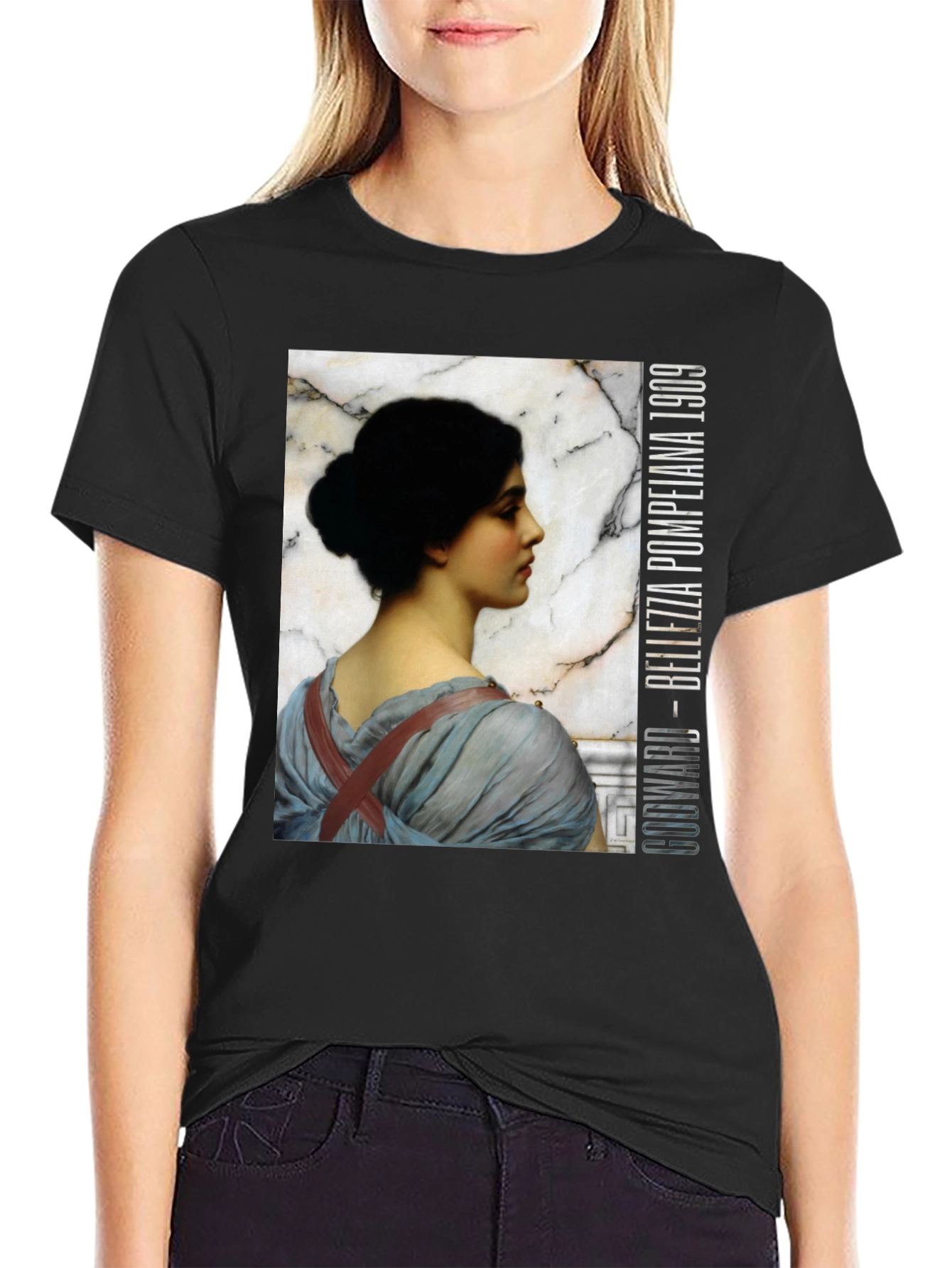 Black Godward Bellezza Pompeiana 1909 T-Shirt view 2