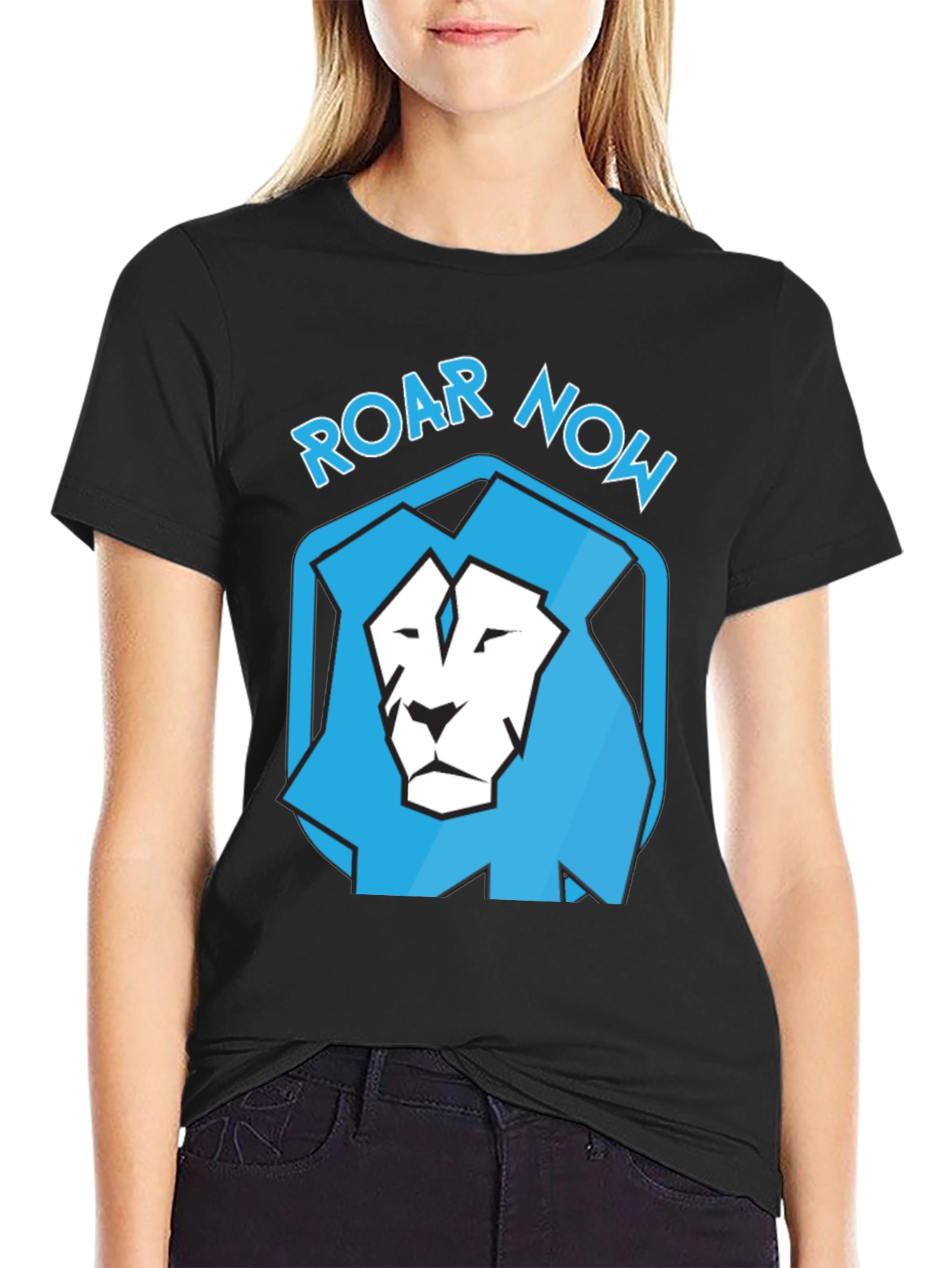 Black Roar Now Graphic Tee - Lion Design view 2