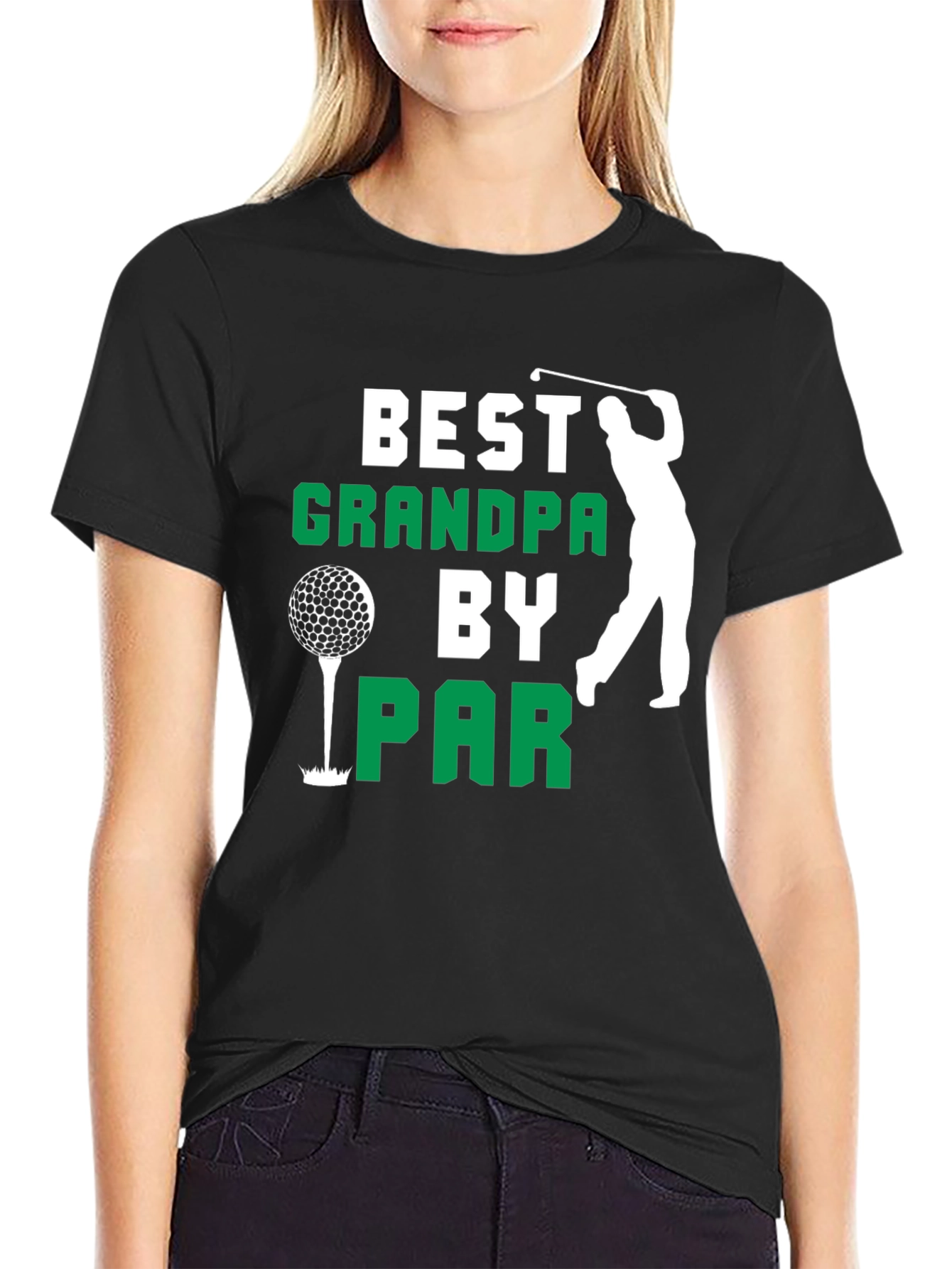 Black Best Grandpa By Par Golf T-Shirt view 2