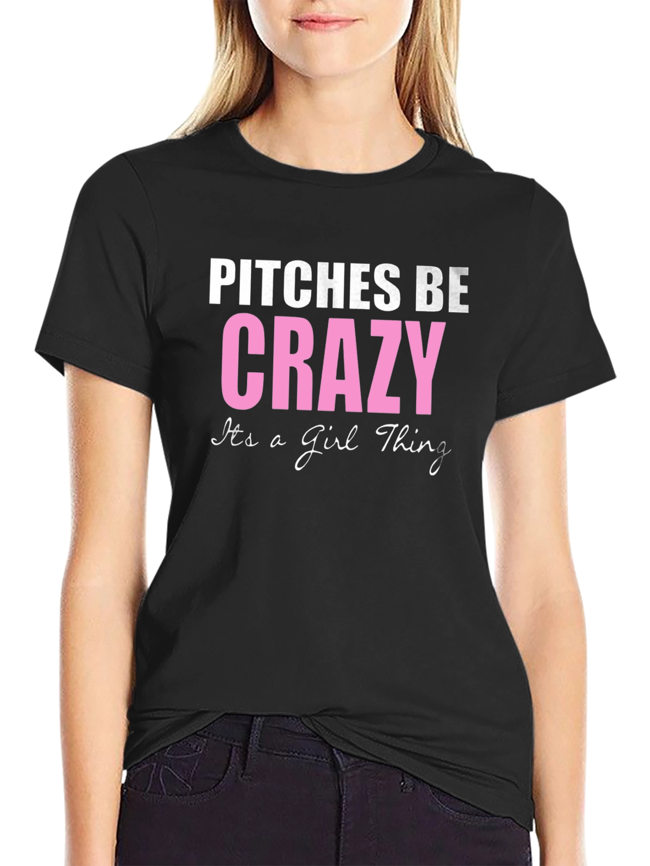 Black Pitches Be Crazy Graphic T-Shirt - Funny Slogan Tee view 2