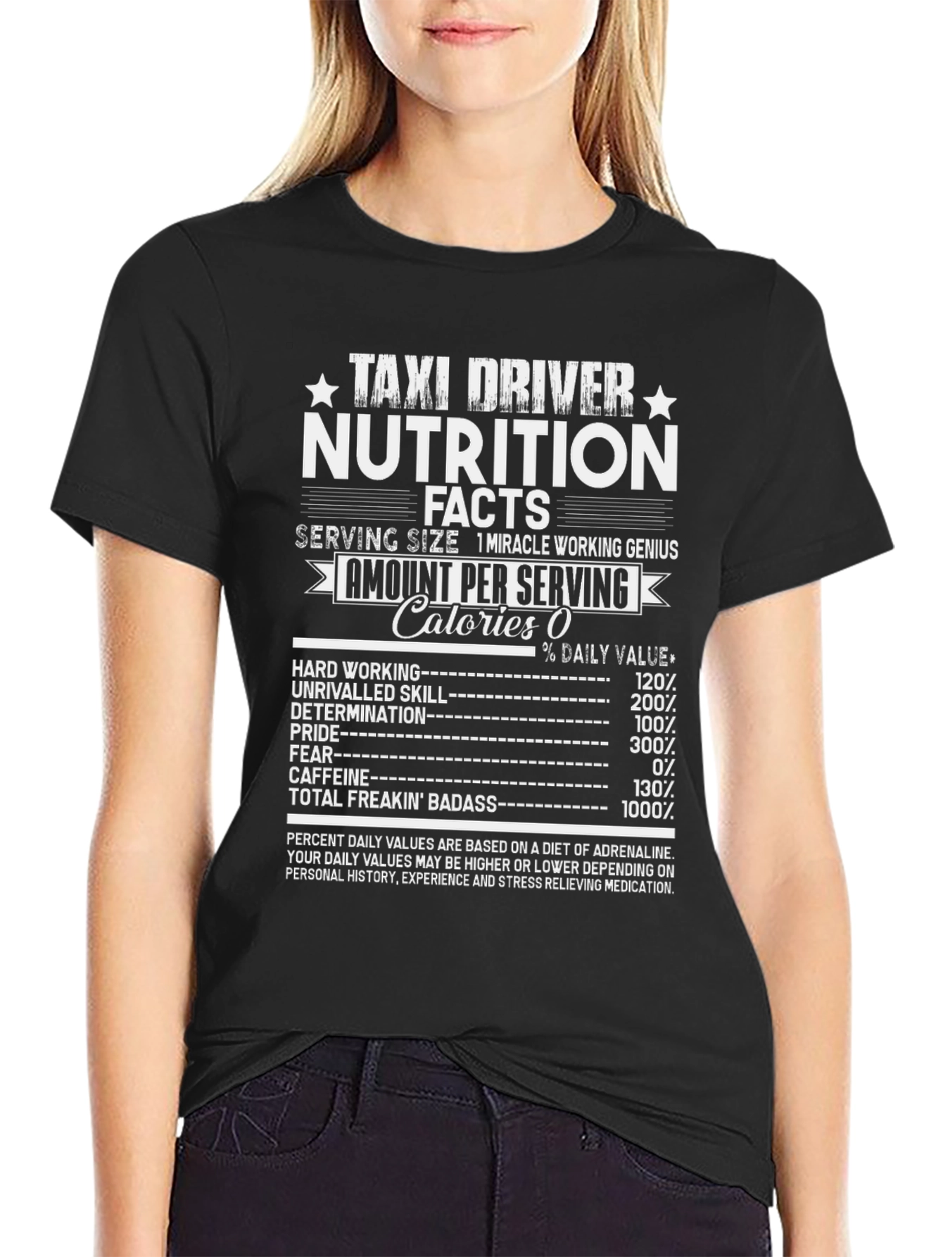 Black Taxi Driver Nutrition Facts T-Shirt view 2
