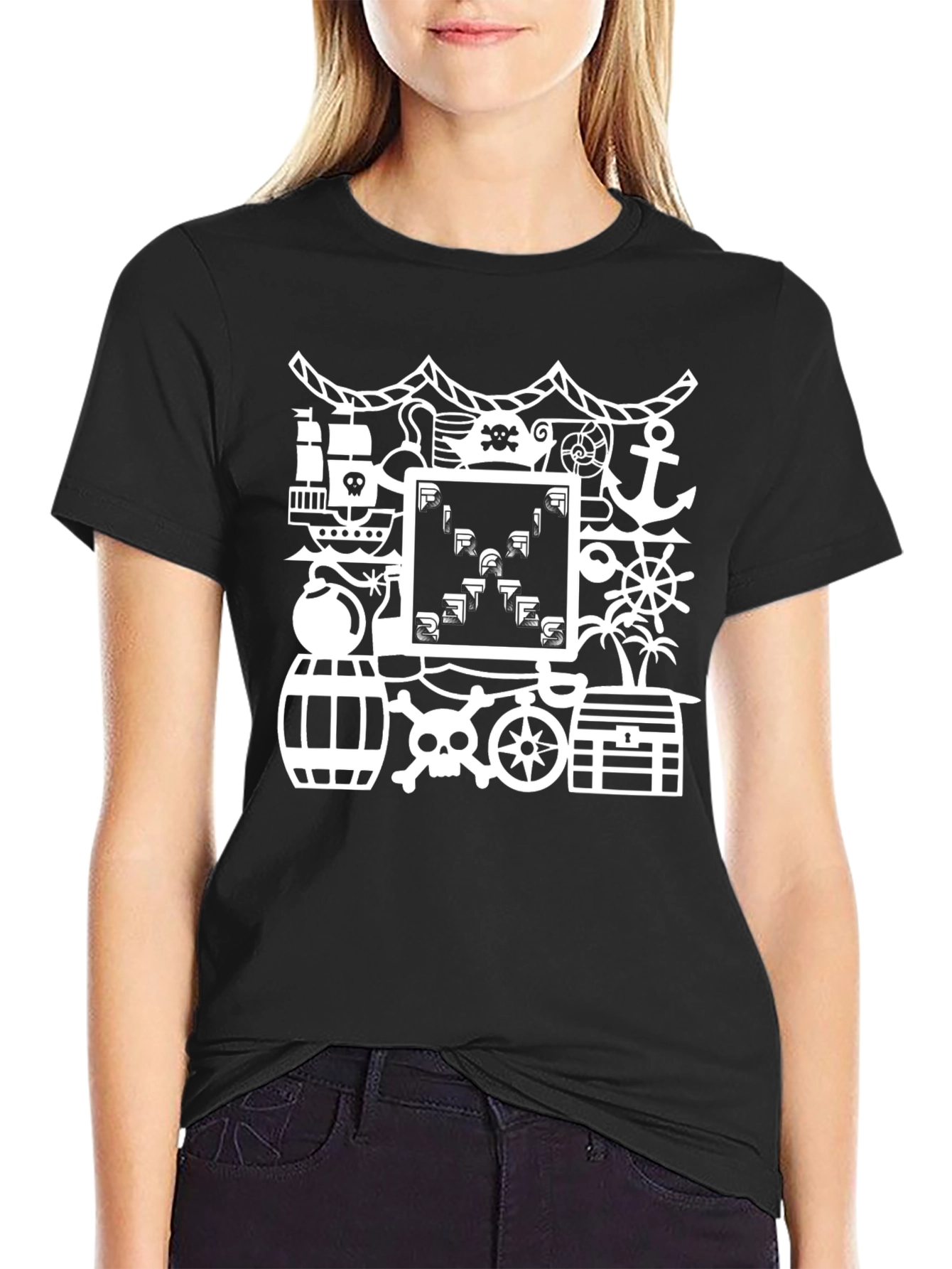 Black Pirate Retro Gamer Black T-Shirt view 2