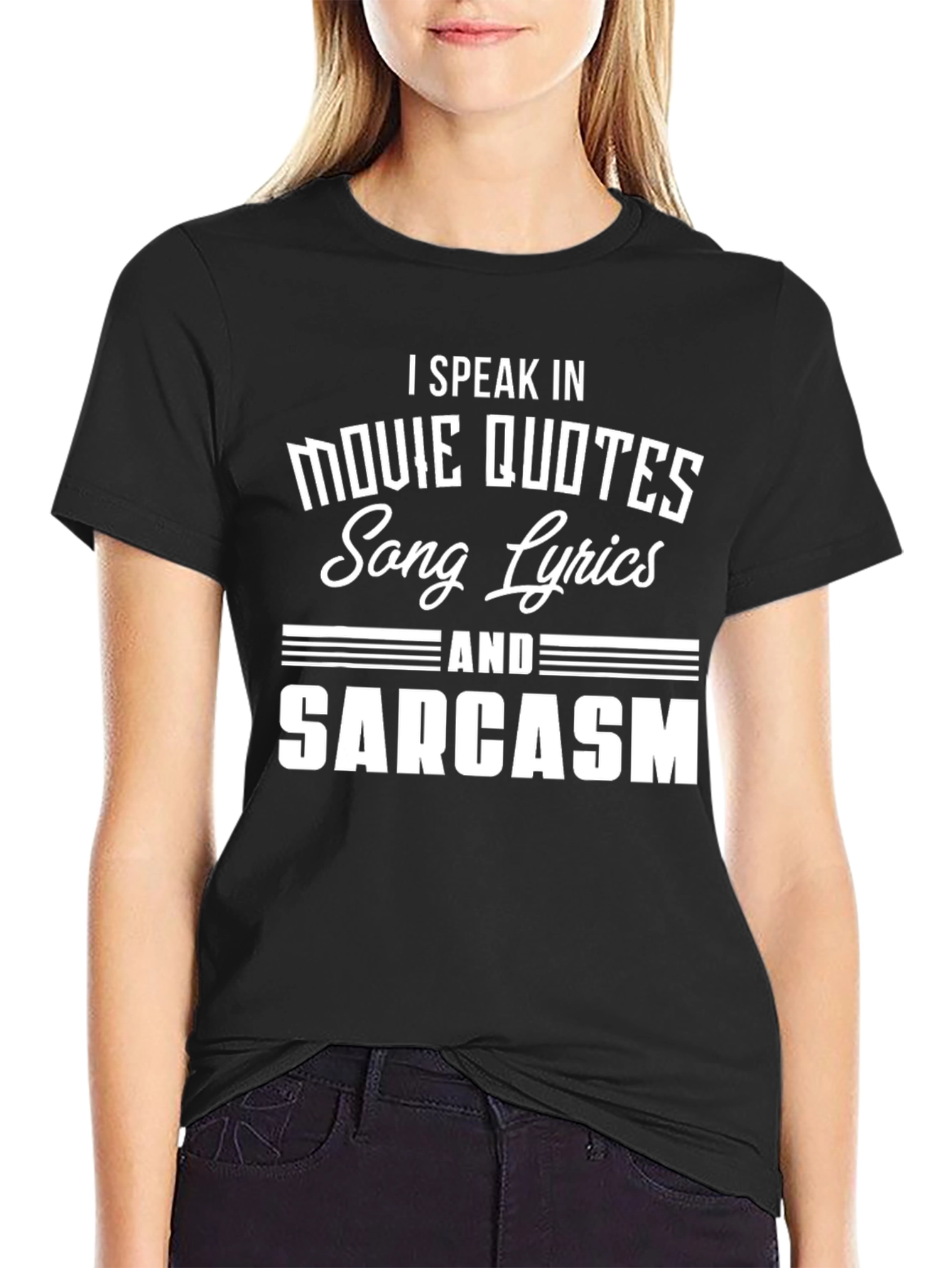 Black Movie Quotes, Song Lyrics, and Sarcasm T-Shirt view 2