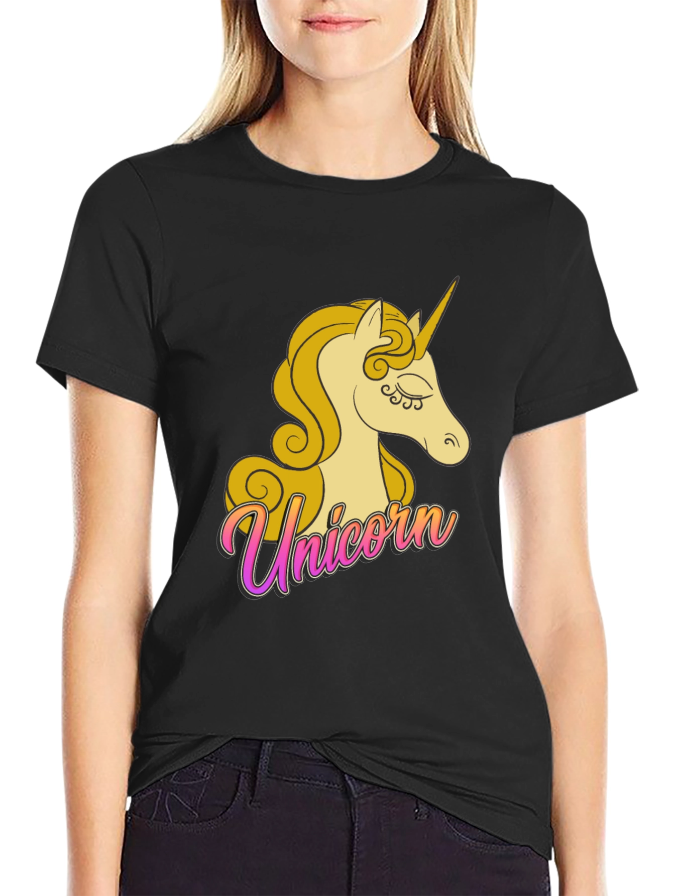 Black Unicorn Graphic Black T-Shirt - Magical Style view 2
