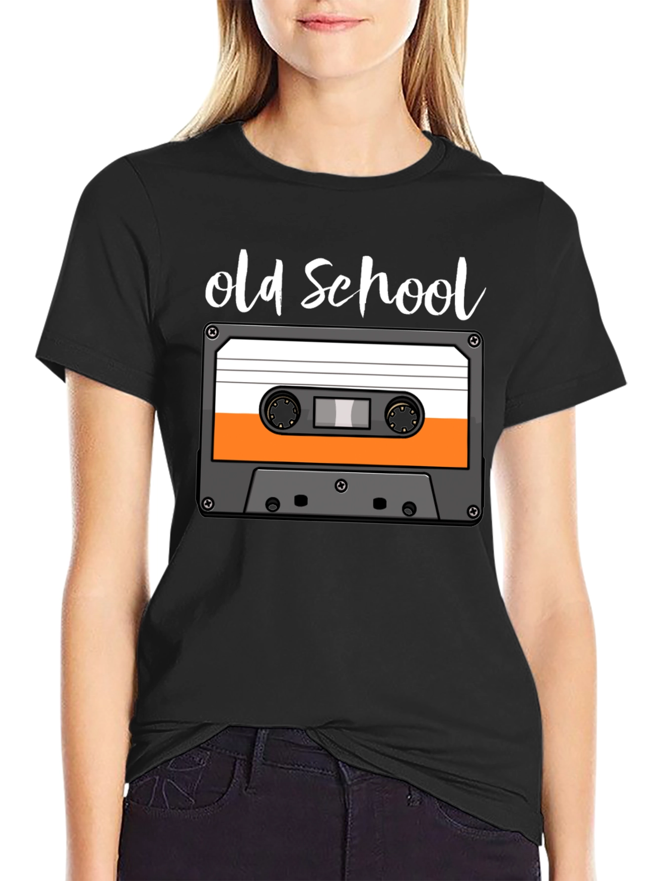 Black Old School Cassette Tape Graphic Tee view 2