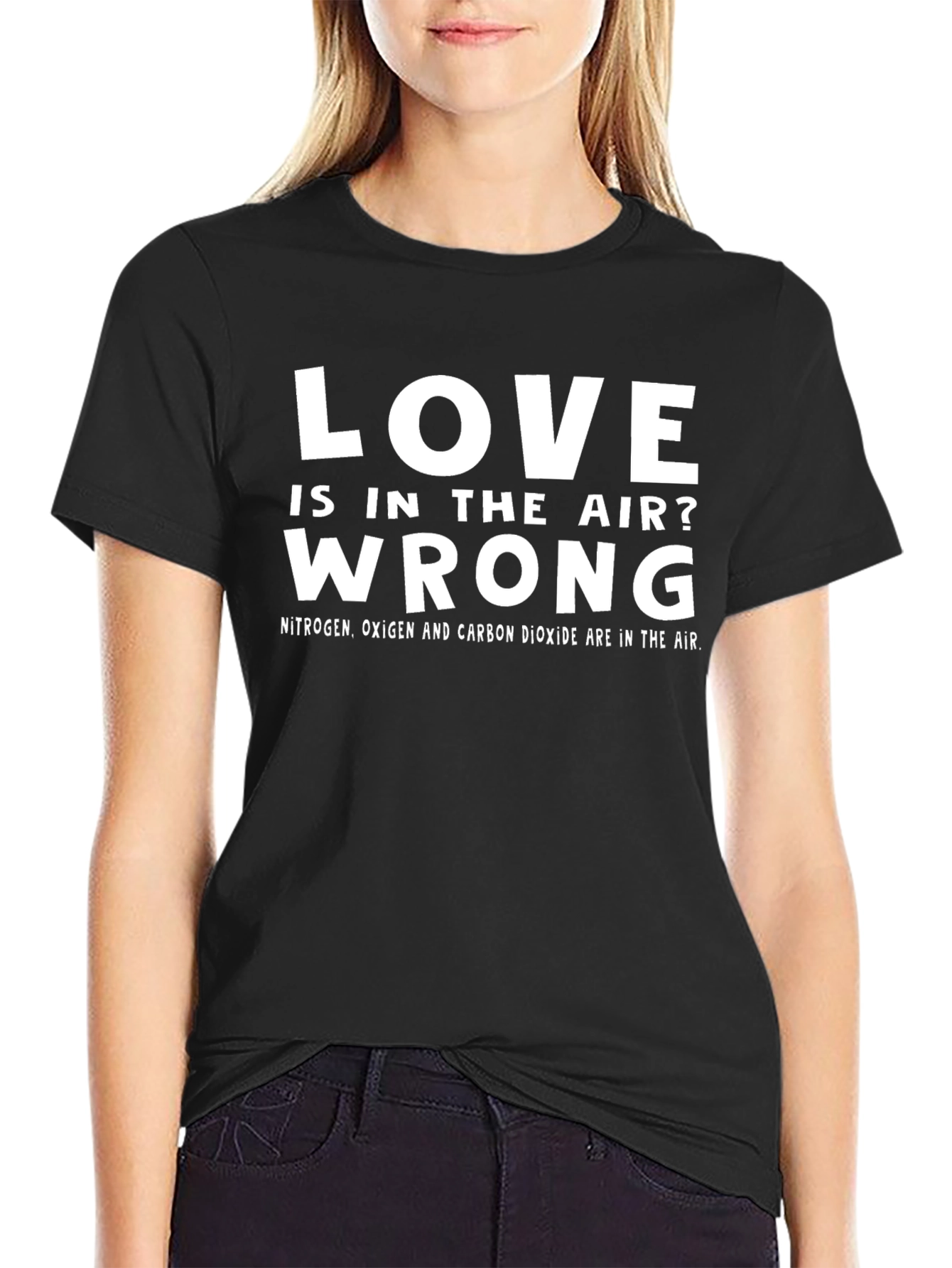 Black Funny Science T-Shirt - Love is in the Air? Nitrogen T-Shirt view 2