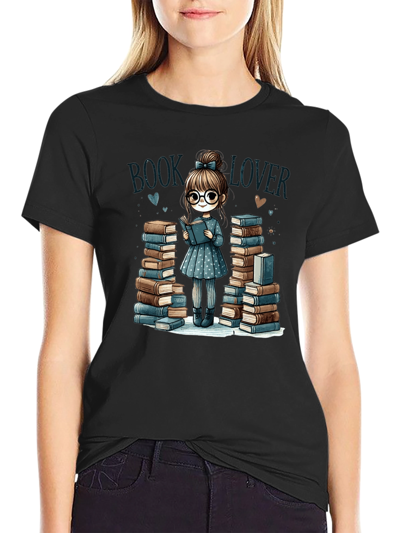 Black Book Lover T-Shirt: Adorable Reader Design view 2