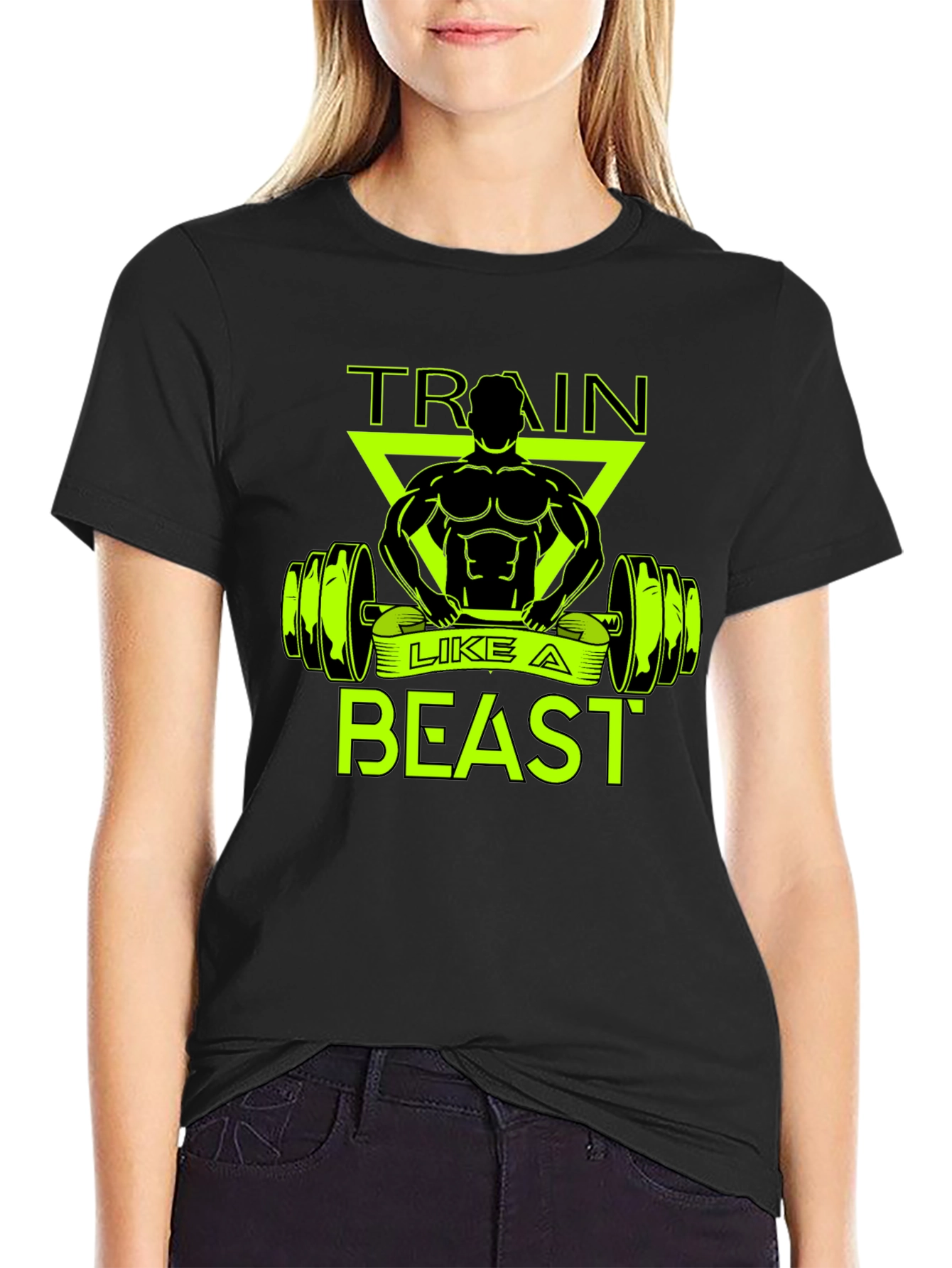 Black Train Like A Beast Black Graphic Tee view 2