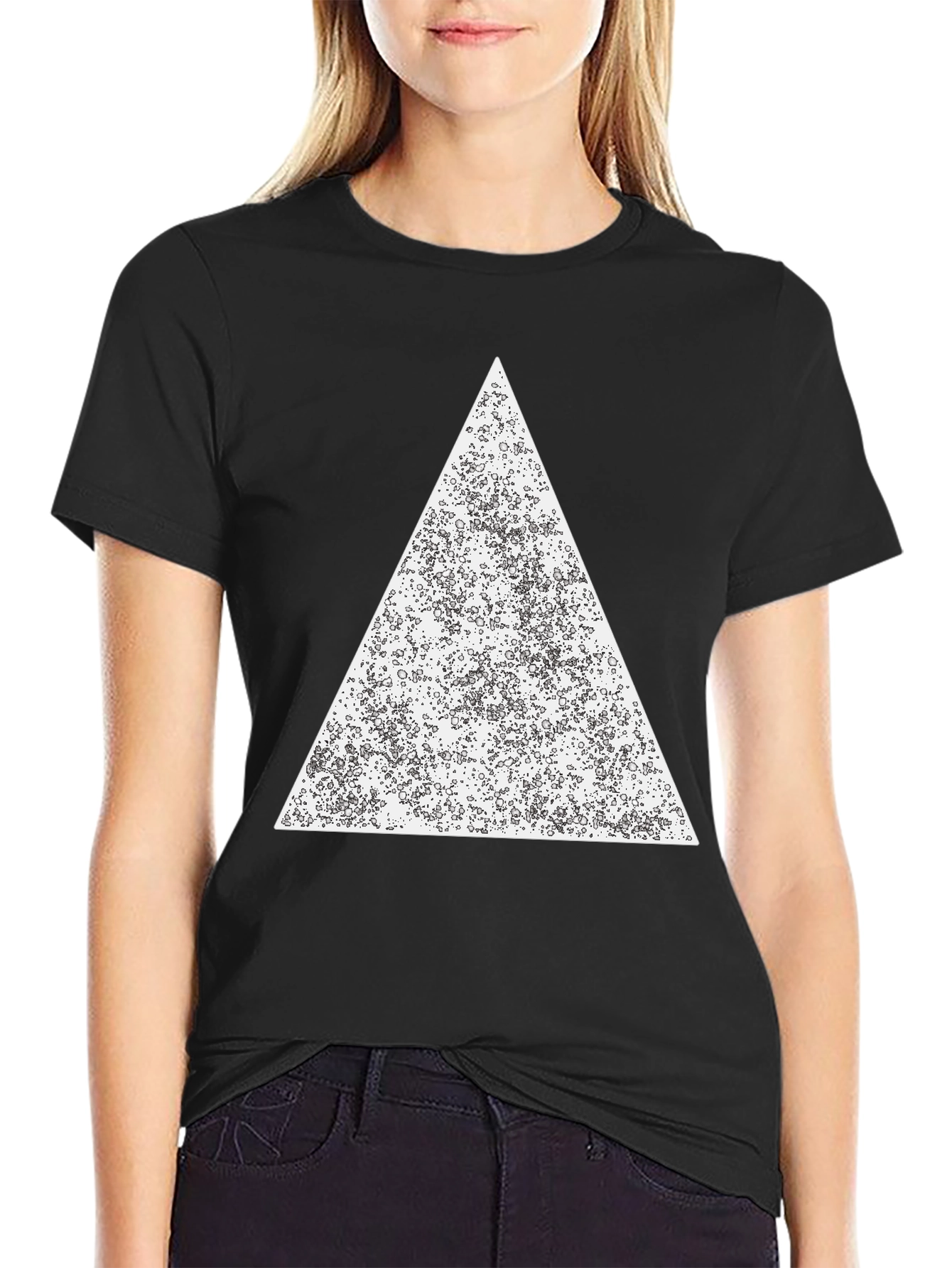 Black Geometric Triangle Graphic Print T-Shirt view 2