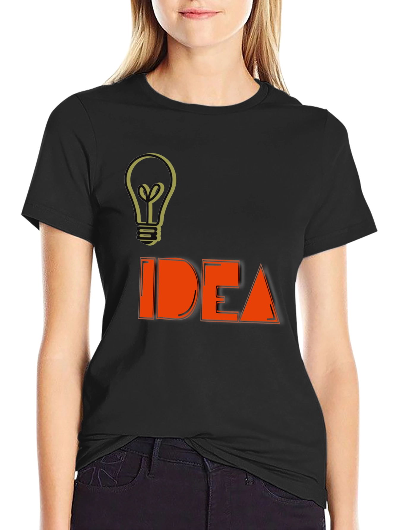 Black Idea Light Bulb Graphic Tee - Think Outside the Box view 2