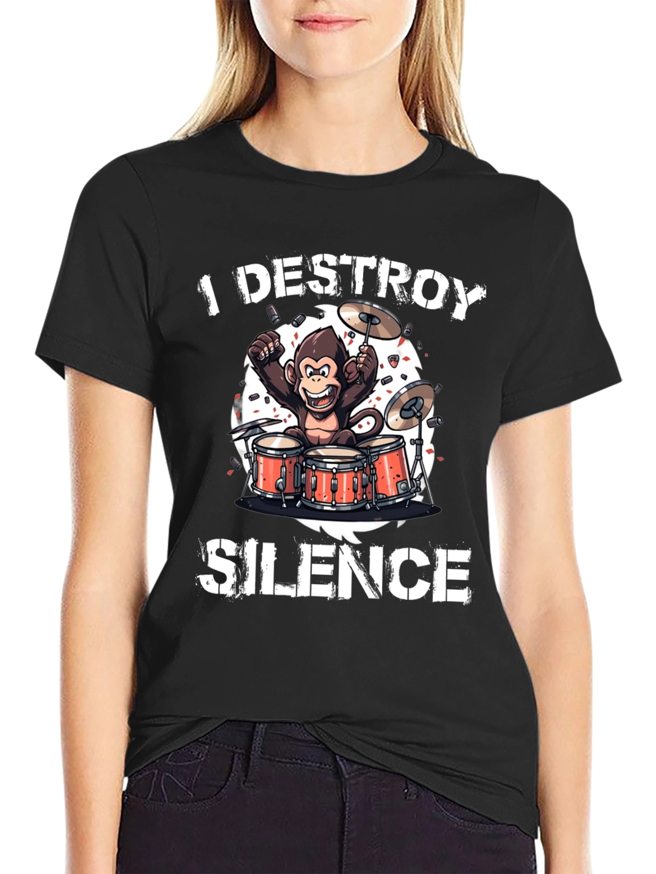 Black I Destroy Silence T-Shirt view 2