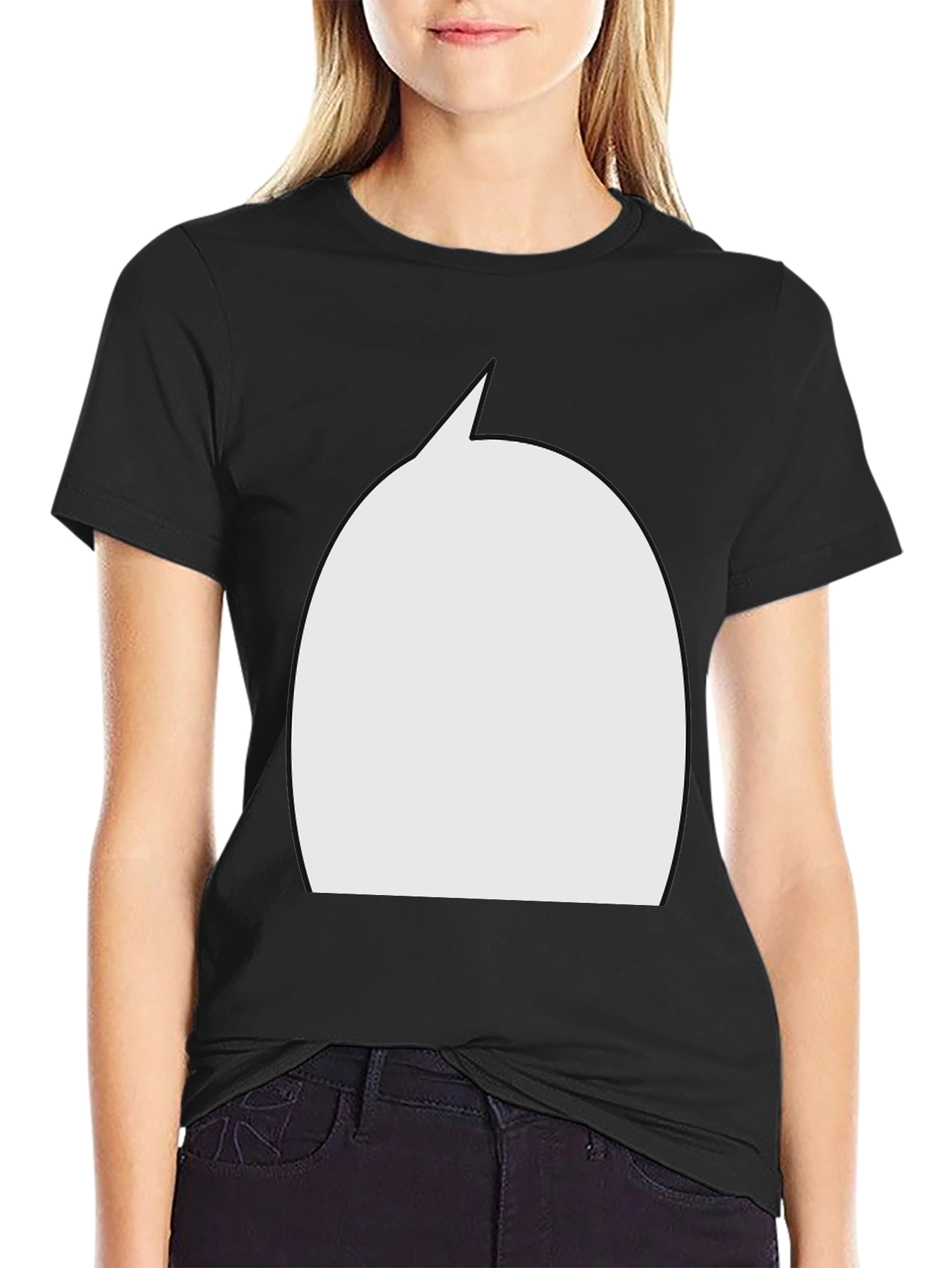 Black Statement T-Shirt: Bold Black Tee with White Speech Bubble view 2