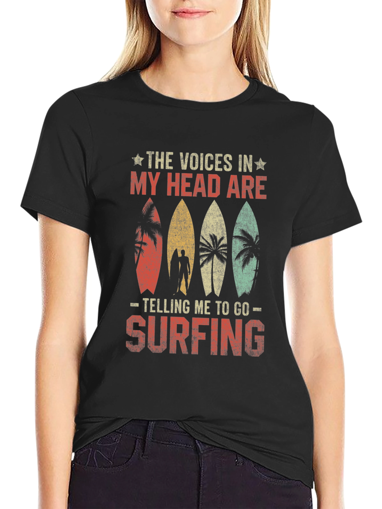 Black Surf's Up Tee - The Voices In My Head T-Shirt view 2