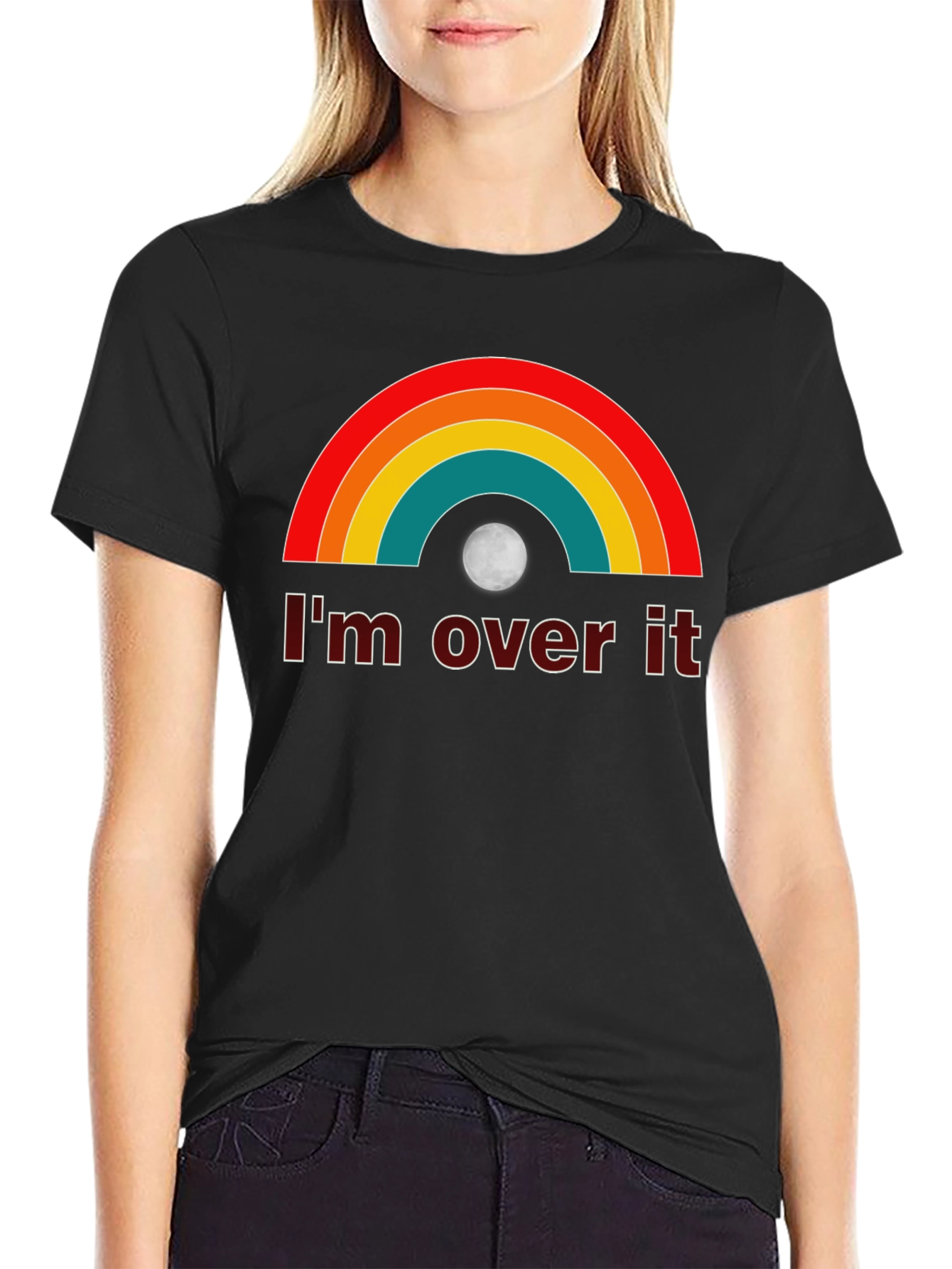 Black I'm Over It Rainbow Tee view 2