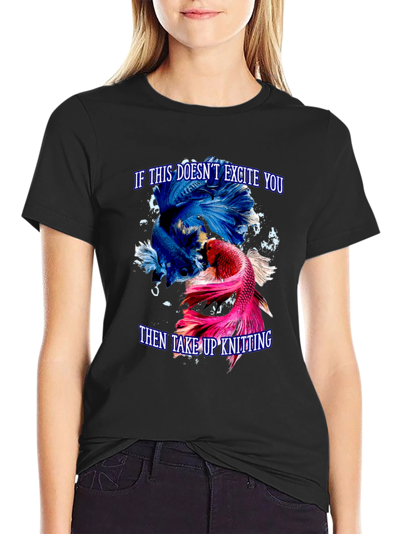 Black Excite You Betta Fish T-Shirt view 2