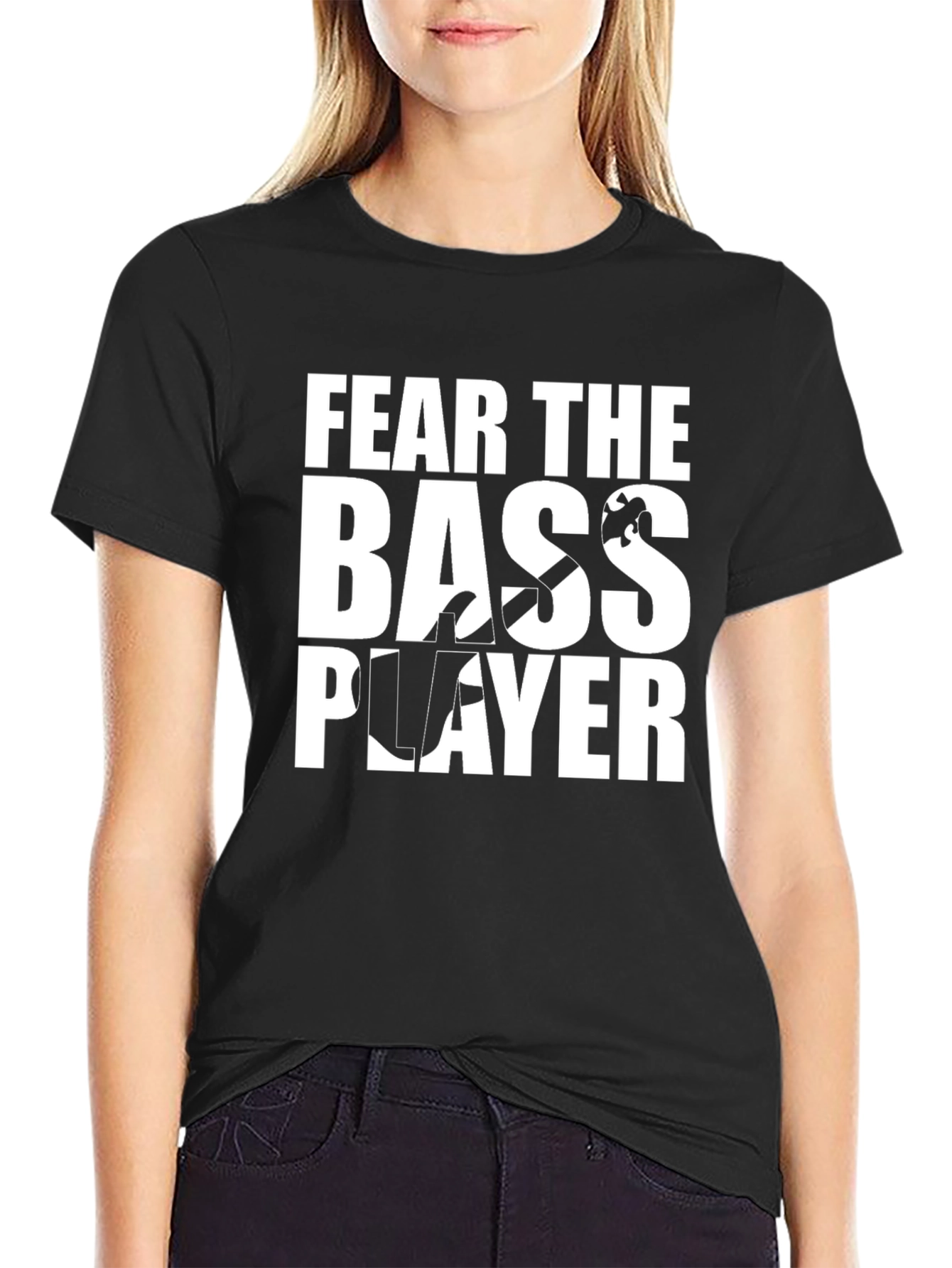 Black Fear the Bass Player T-Shirt - Music Lover Tee view 2