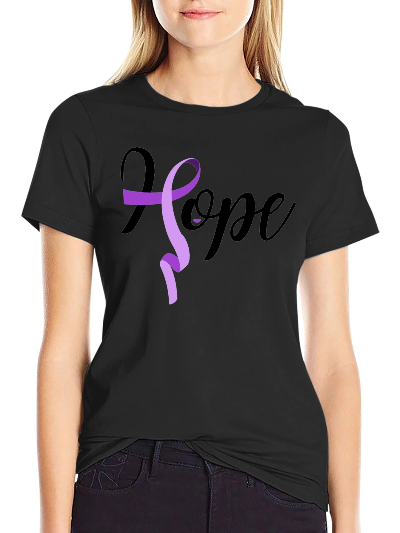 Black Hope Ribbon Graphic T-Shirt - Black view 2